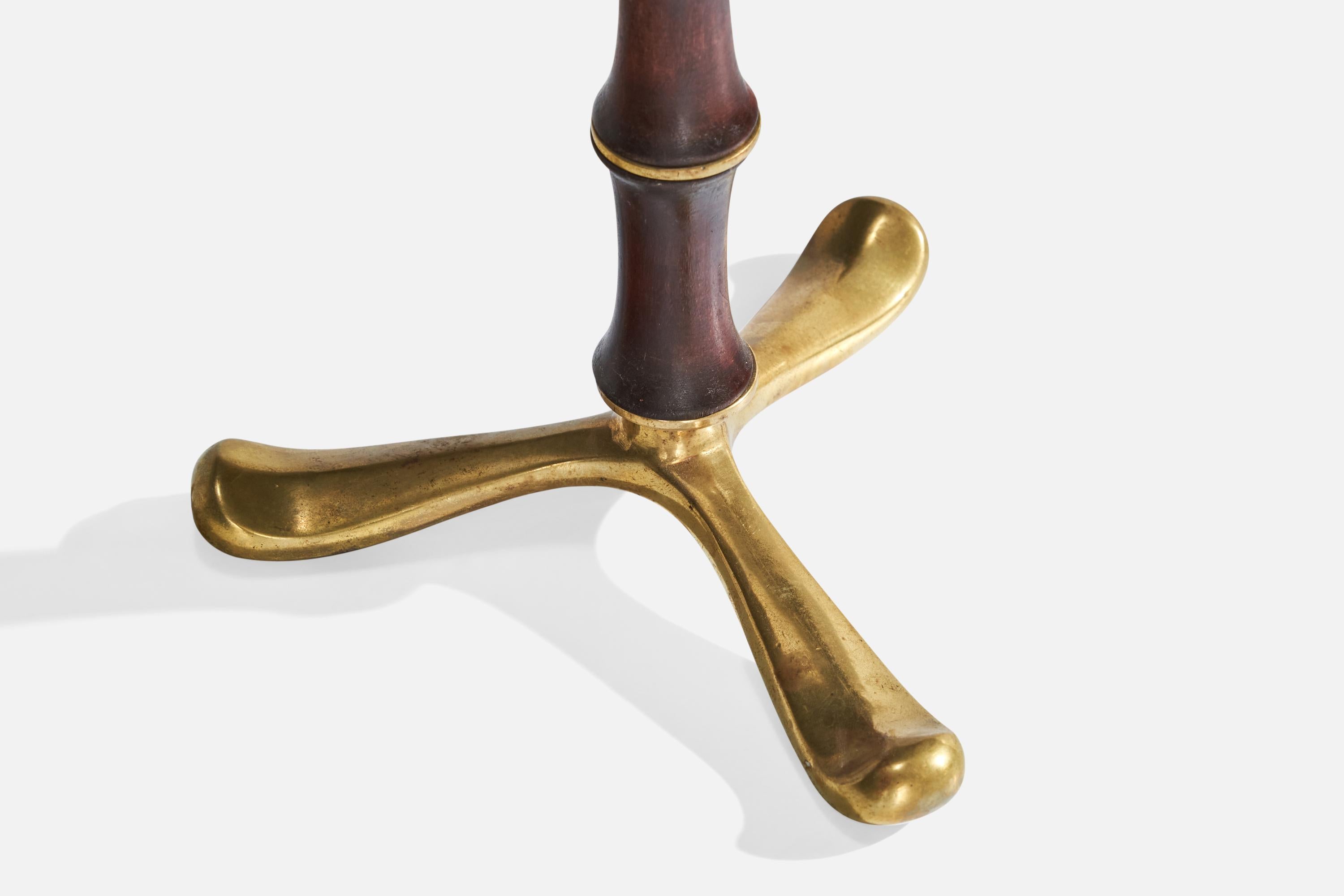 Italian Designer, Table Lamp, Brass, Wood, Italy, 1930s For Sale 2
