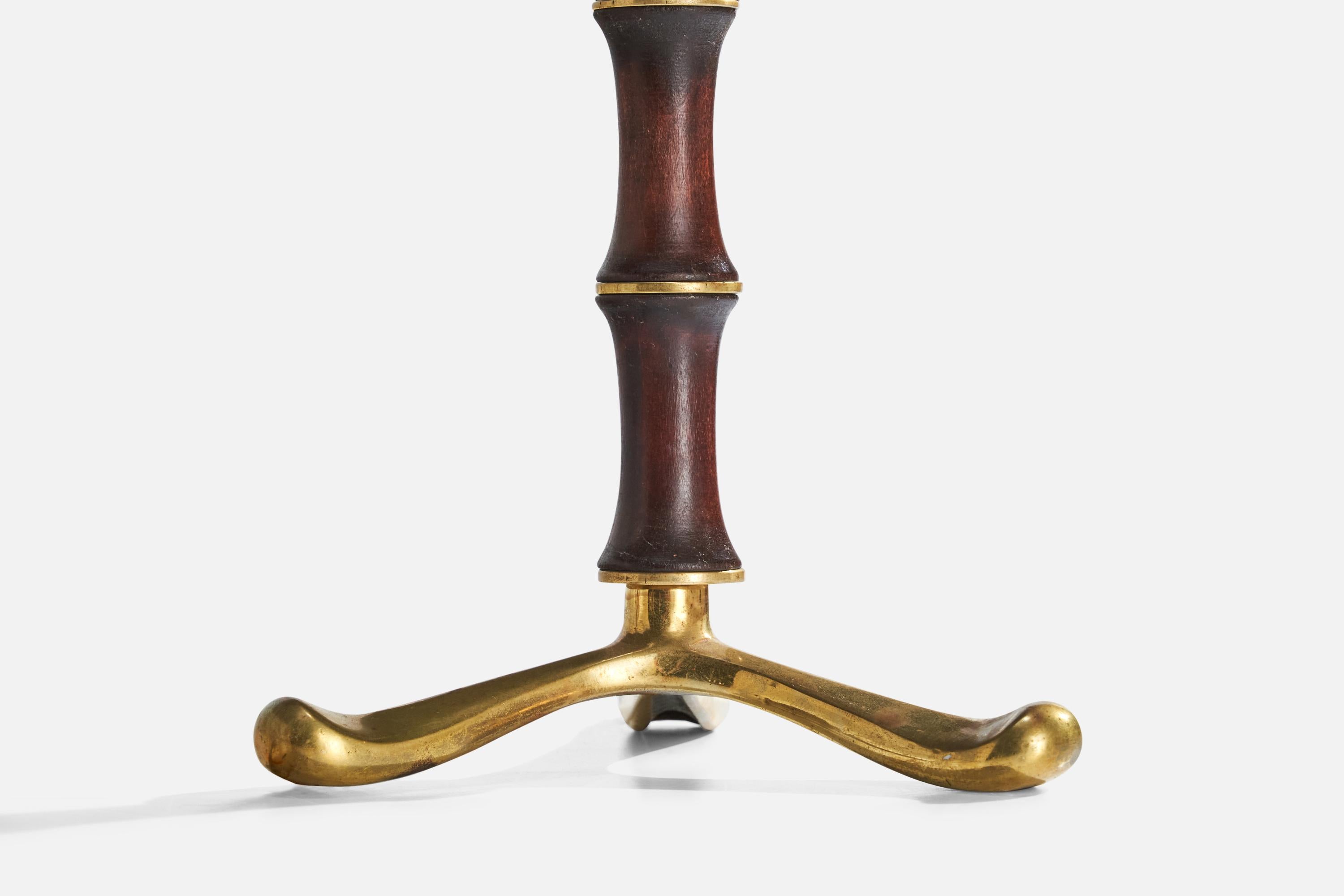 Italian Designer, Table Lamp, Brass, Wood, Italy, 1930s For Sale 3