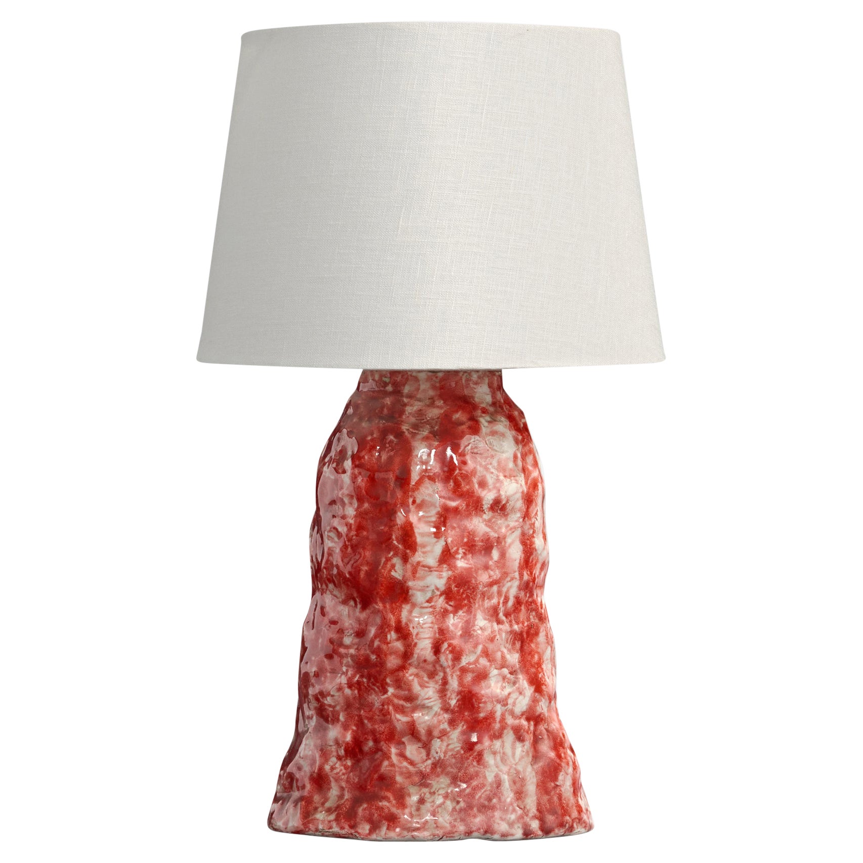 Italian Designer, Table Lamp, Ceramic, Brass, Italy, 1950s For Sale