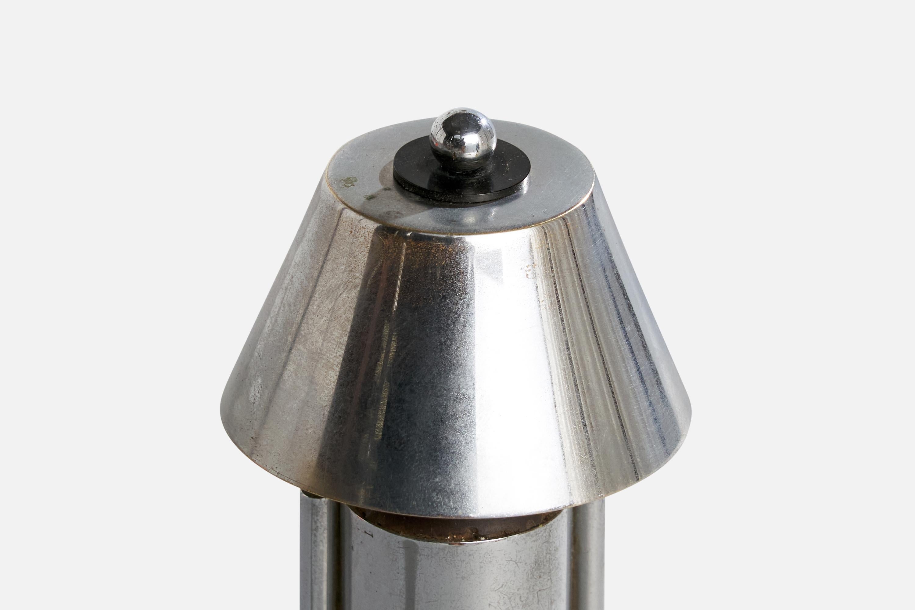 Italiano Lampada da tavolo di design italiano, cromo, vetro, Italia, anni '30