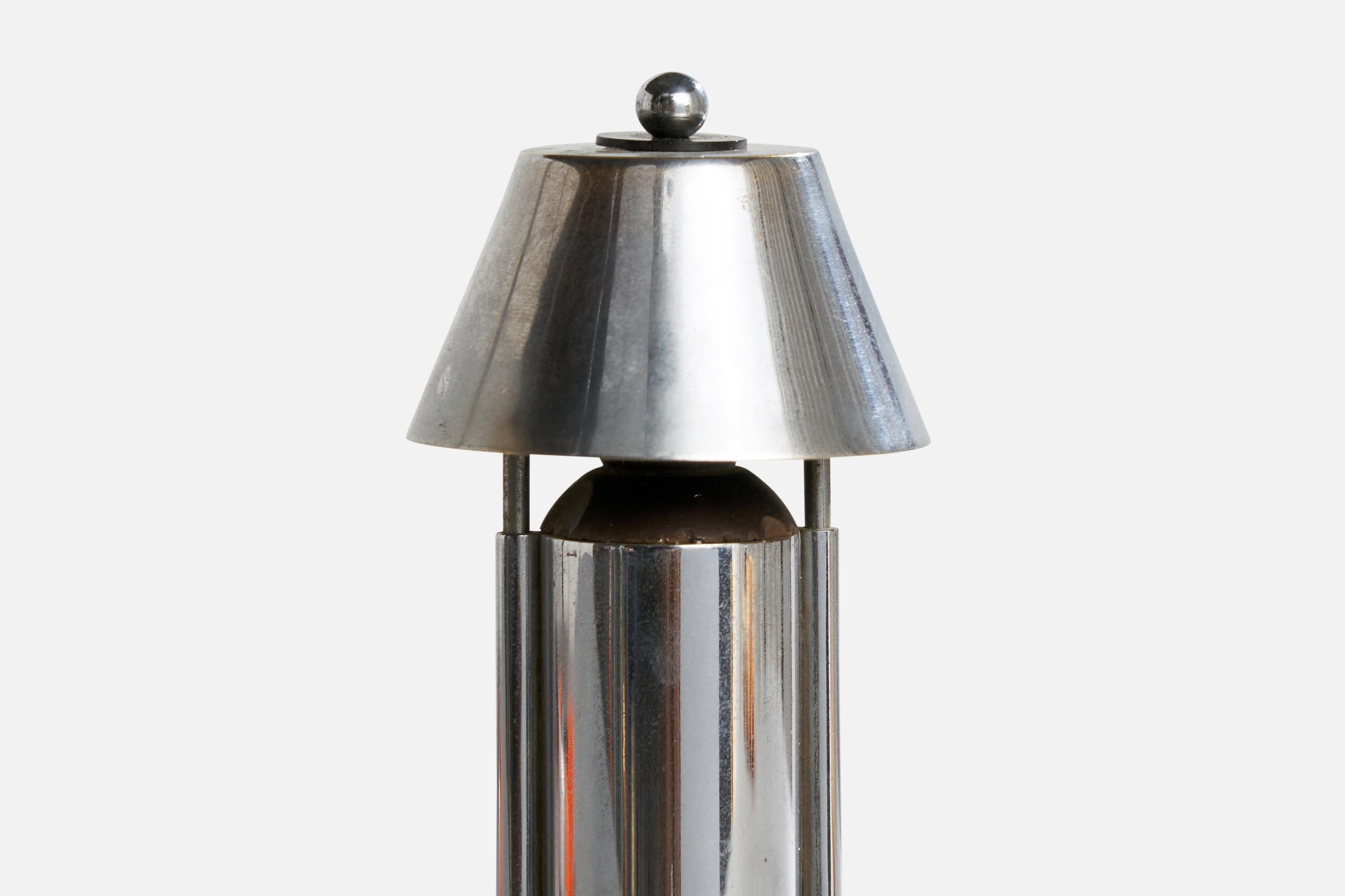 Lampada da tavolo di design italiano, cromo, vetro, Italia, anni '30 In condizioni buone a High Point, NC