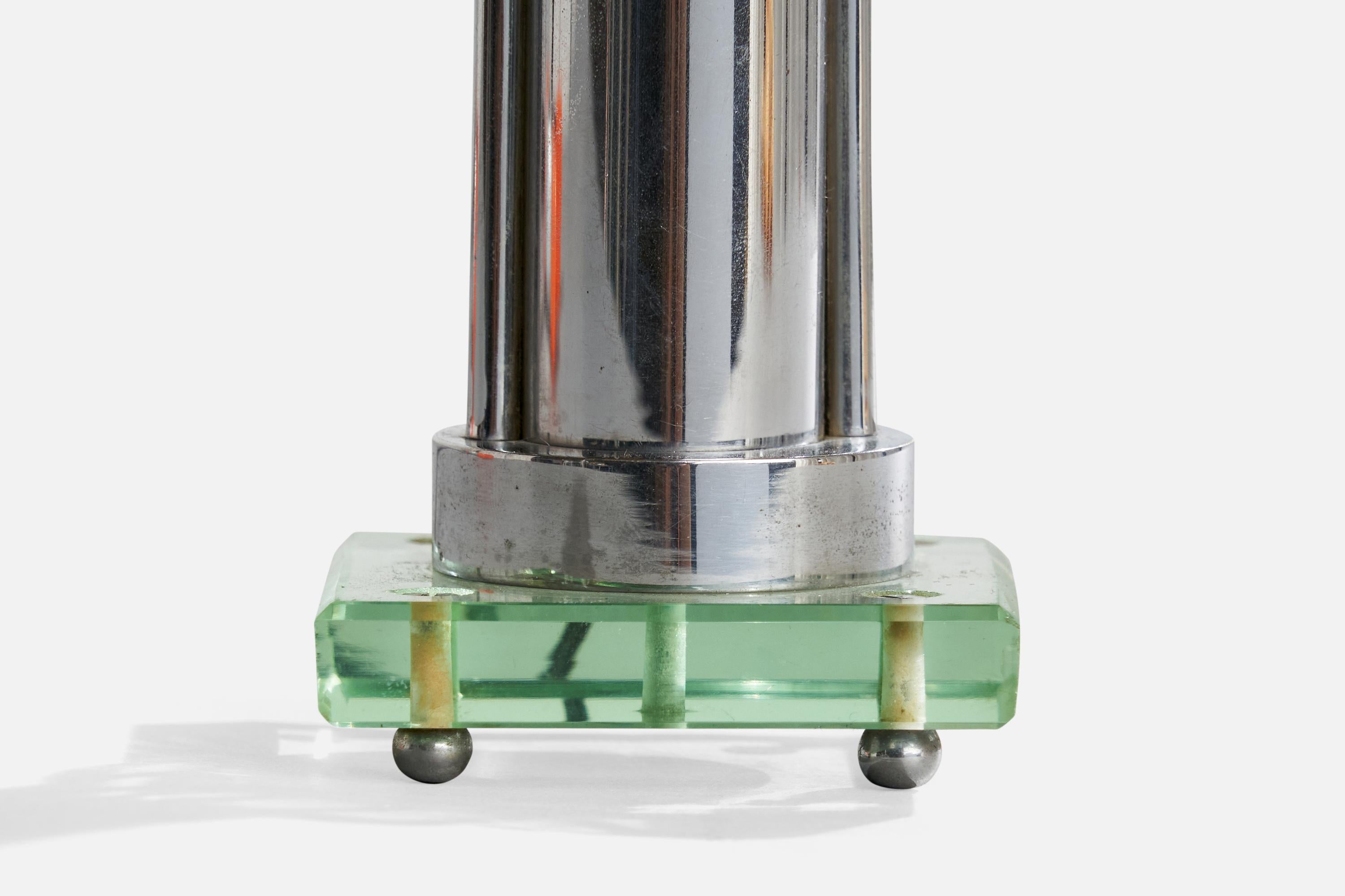 Metà XX secolo Lampada da tavolo di design italiano, cromo, vetro, Italia, anni '30
