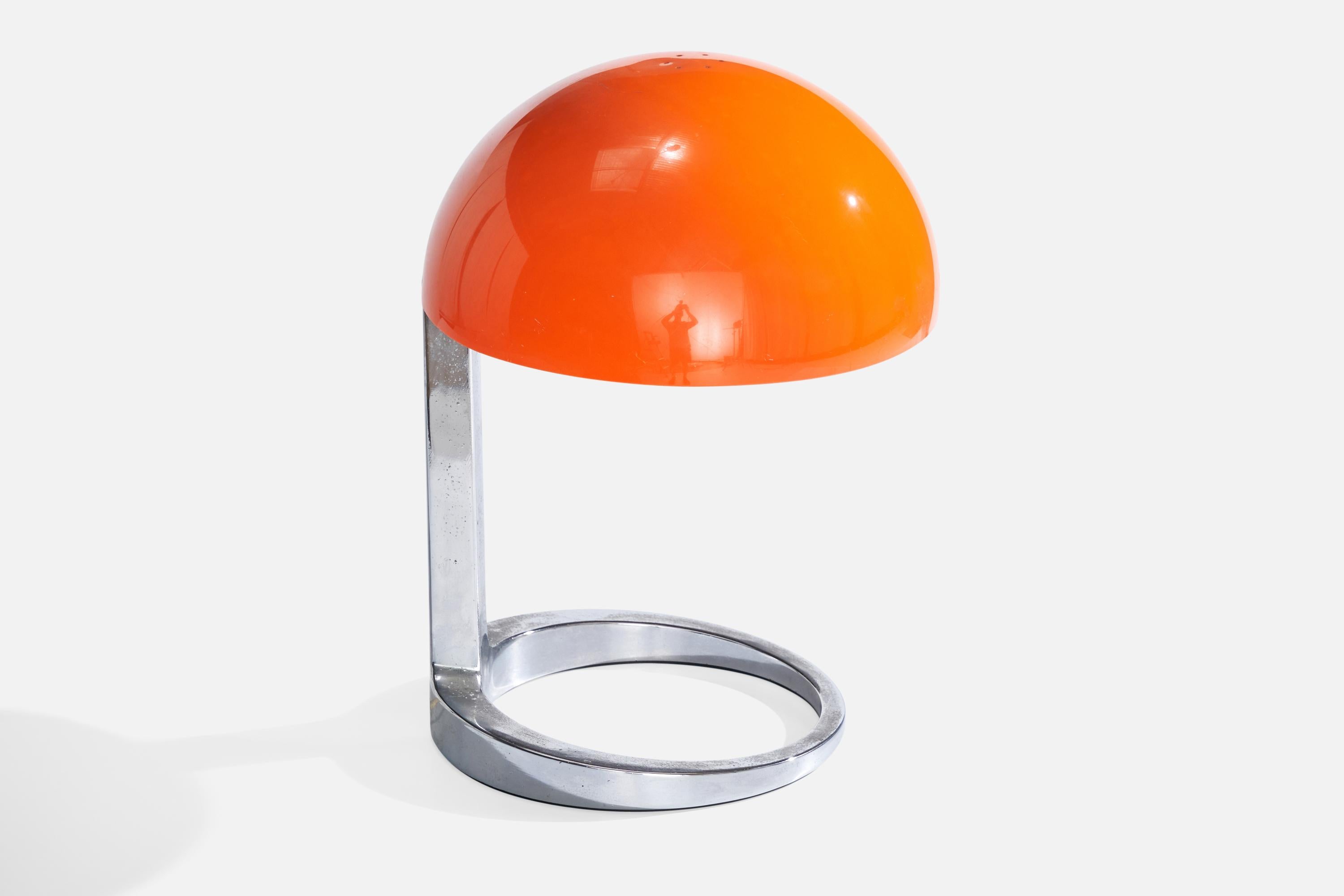 Diseñador italiano, Lámpara de mesa, Cromo, Metal, Italia, Años 70 en Bueno estado para la venta en High Point, NC