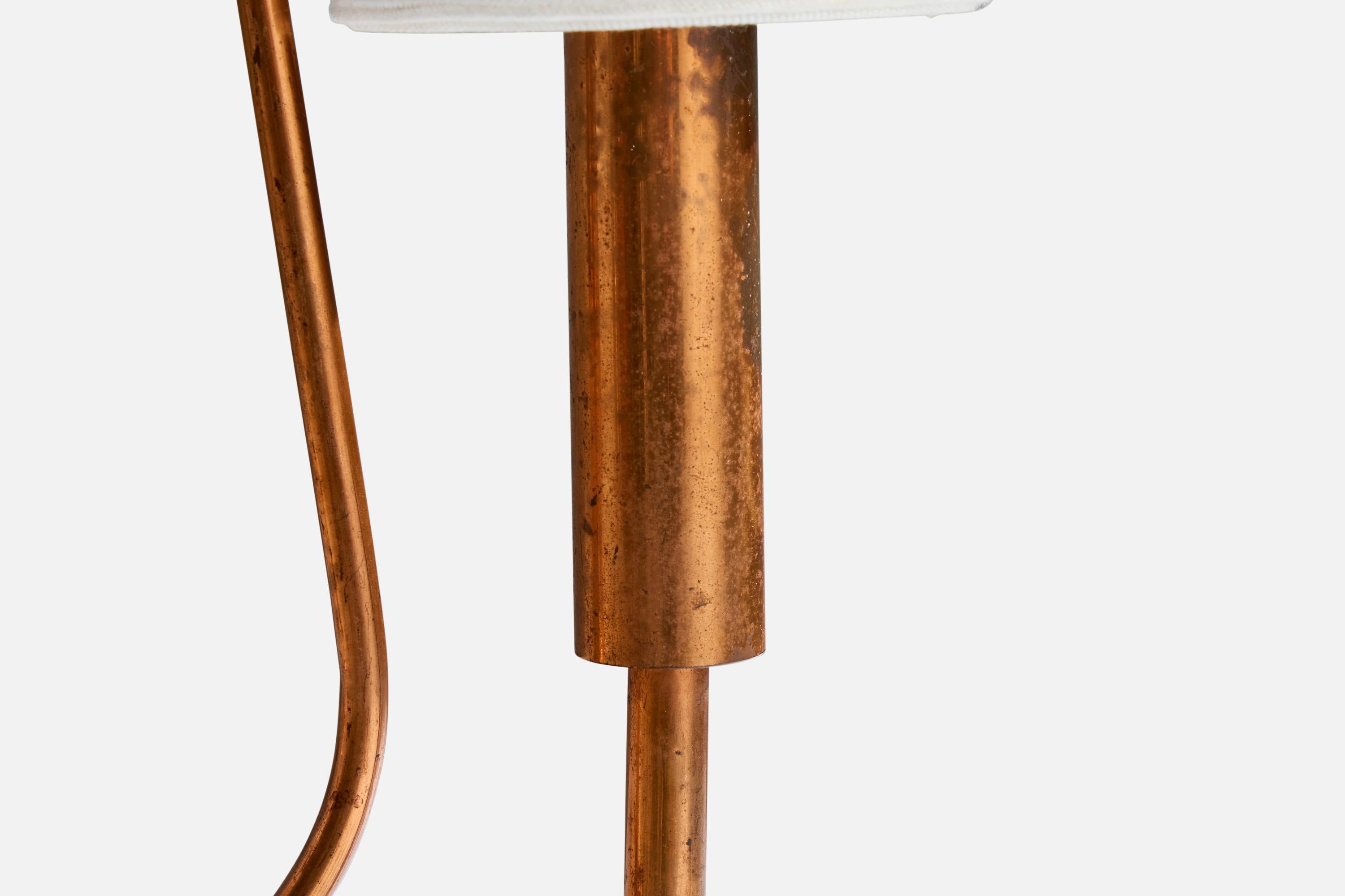 Italian Designer, Table Lamp, Copper, Fabric, Italy, 1930s For Sale 1