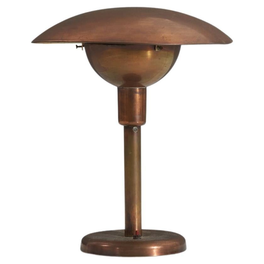 Italian Designer, Table Lamp, Copper, Metal, Italy, 1940s