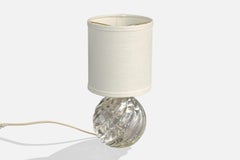 Italian Designer, Table Lamp, Glass, Brass, Fabric, Italy, 1950s