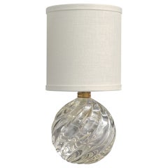 Italian Designer, Table Lamp, Glass, Brass, Fabric, Italy, 1950s