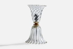 Designer italien, lampe de bureau, verre, laiton, Italie, années 1940