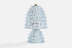 Italian Designer, Table Lamp, Glass, Brass, Italy, 1940s