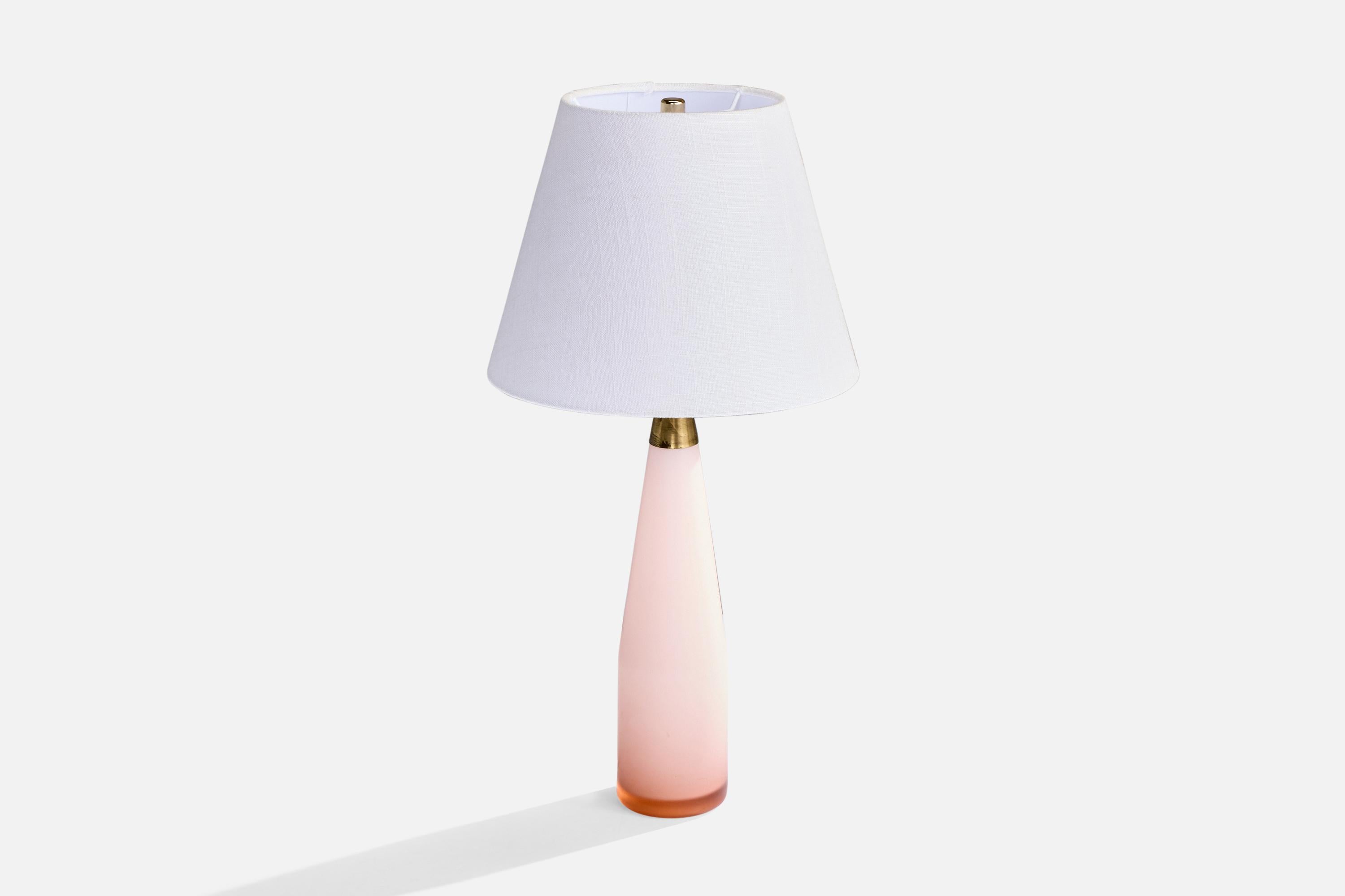 Italiano Lampada da tavolo di design italiano, vetro, ottone, Italia, anni '40 in vendita