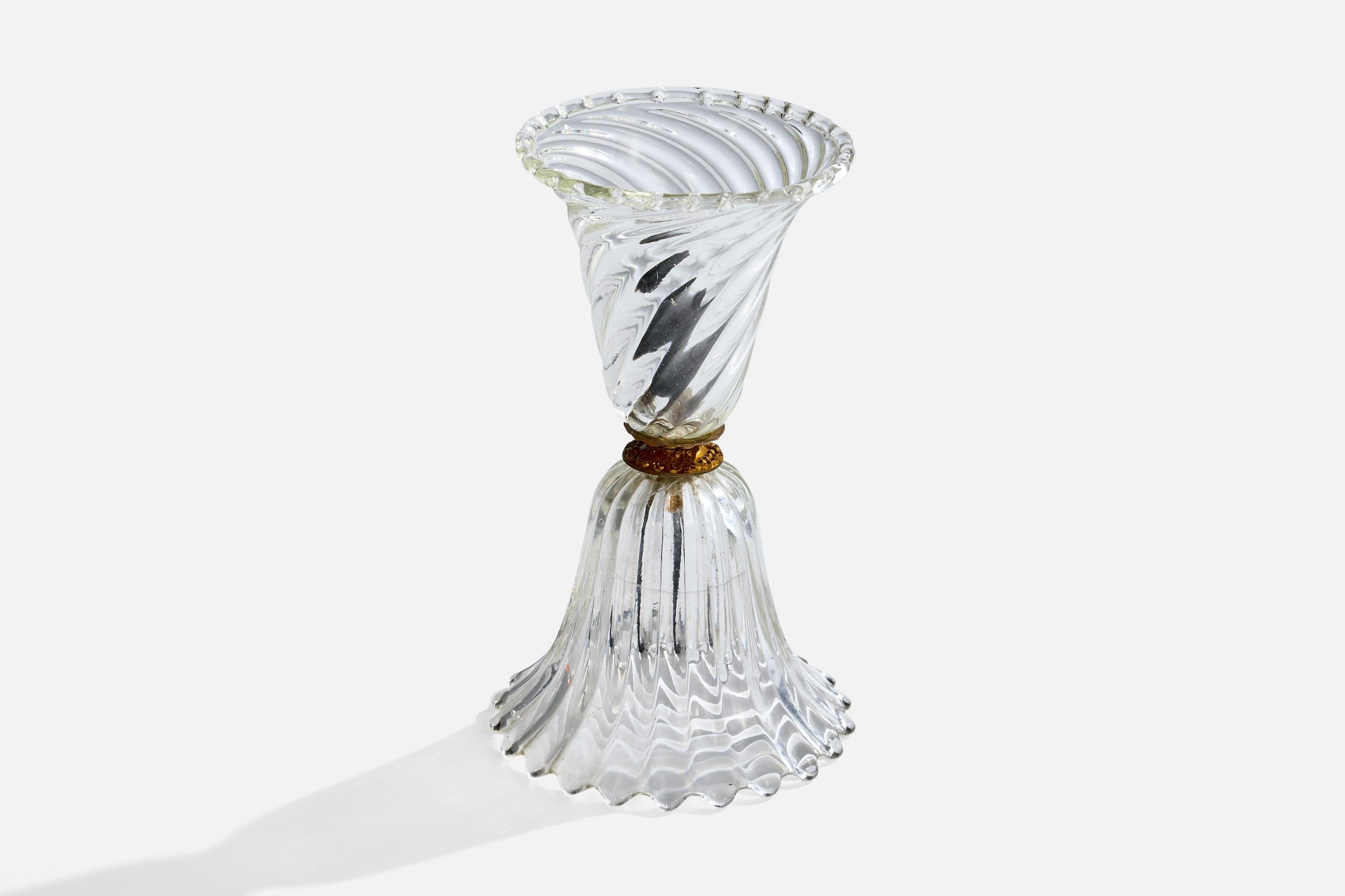 Diseñador italiano, Lámpara de mesa, Cristal, Latón, Italia, Años 40 Moderno de mediados de siglo en venta