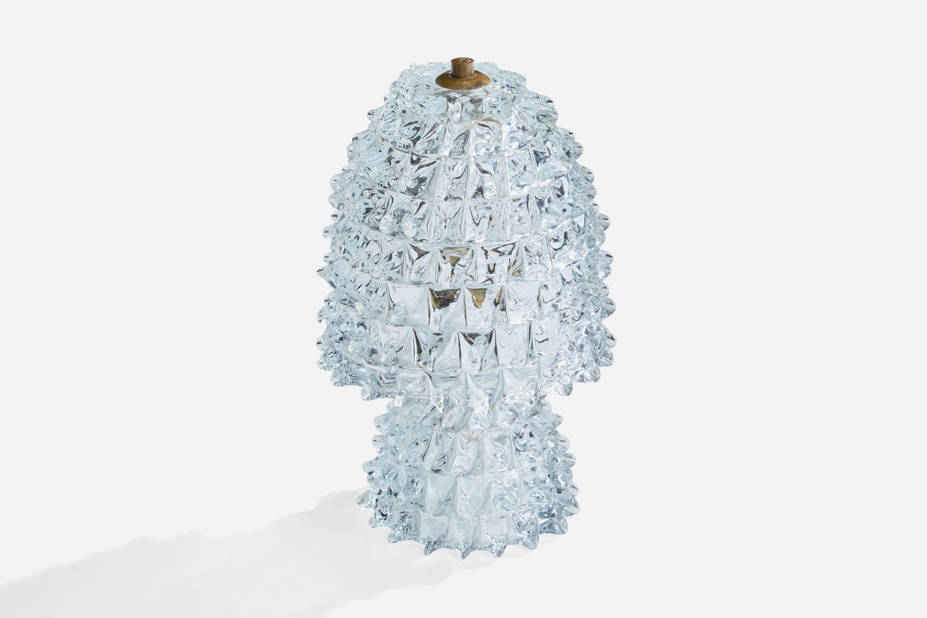 Diseñador italiano, Lámpara de mesa, Cristal, Latón, Italia, Años 40 Moderno de mediados de siglo en venta