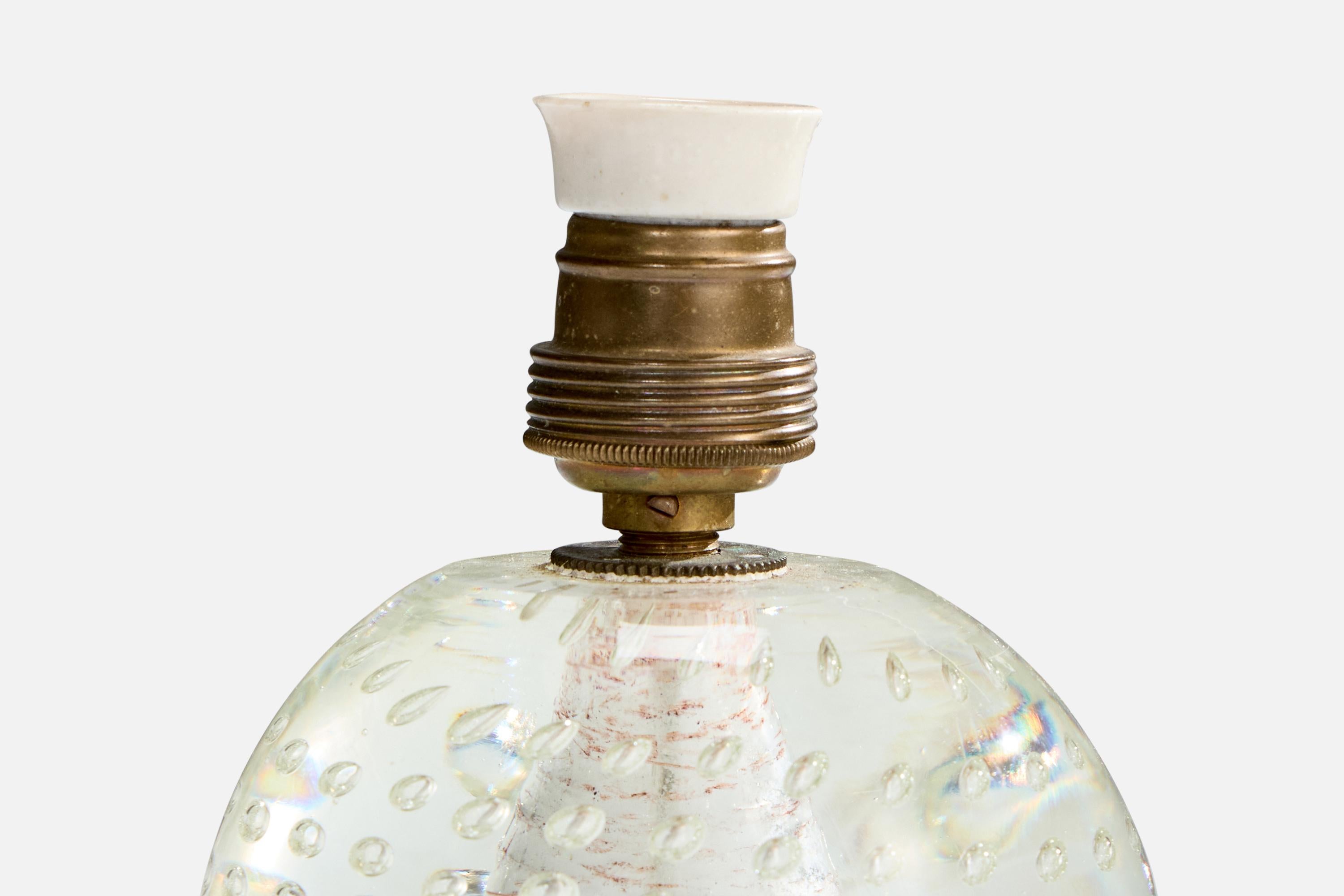 Milieu du XXe siècle Designer italien, lampe de bureau, verre, laiton, Italie, années 1940 en vente