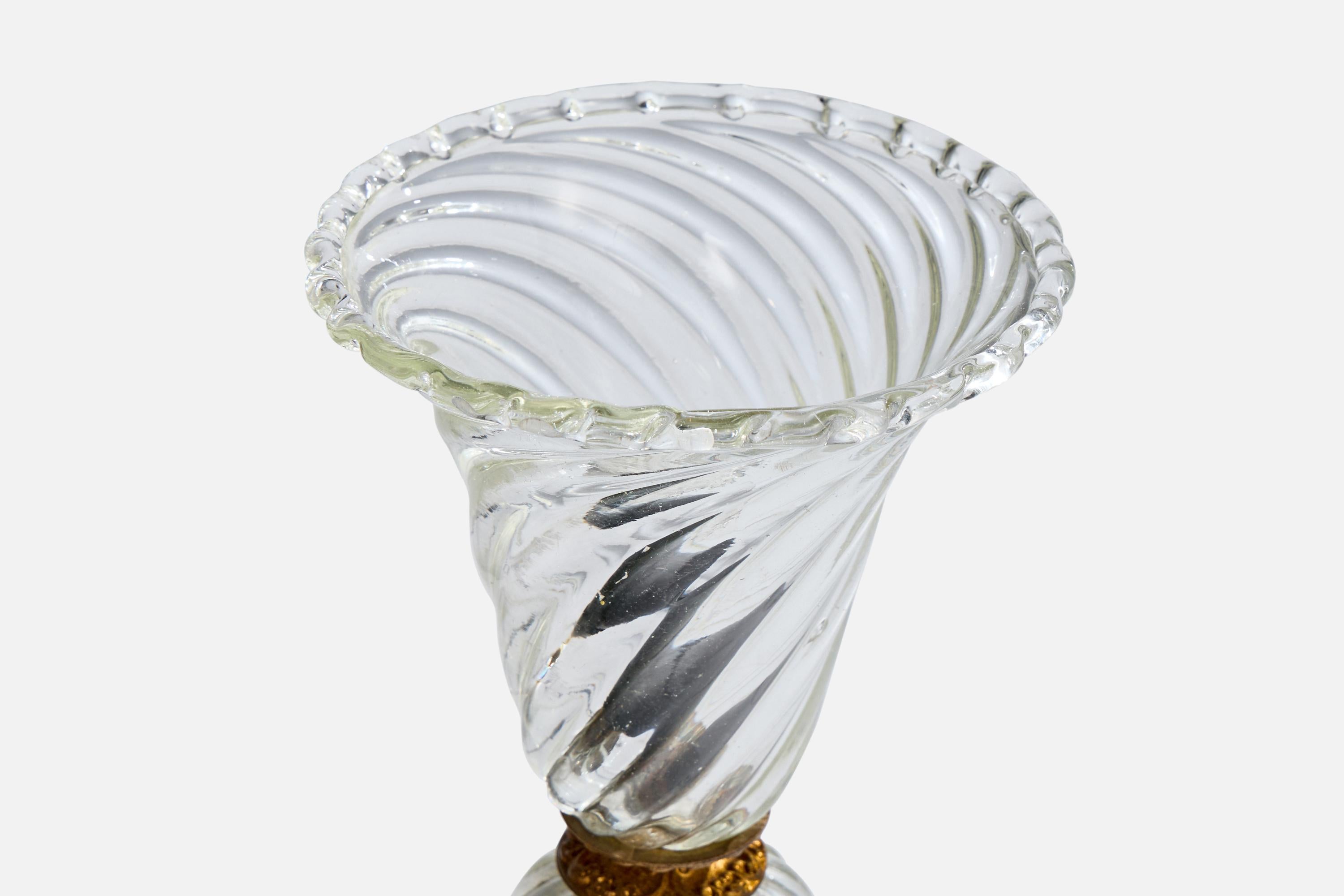 Diseñador italiano, Lámpara de mesa, Cristal, Latón, Italia, Años 40 Italiano en venta