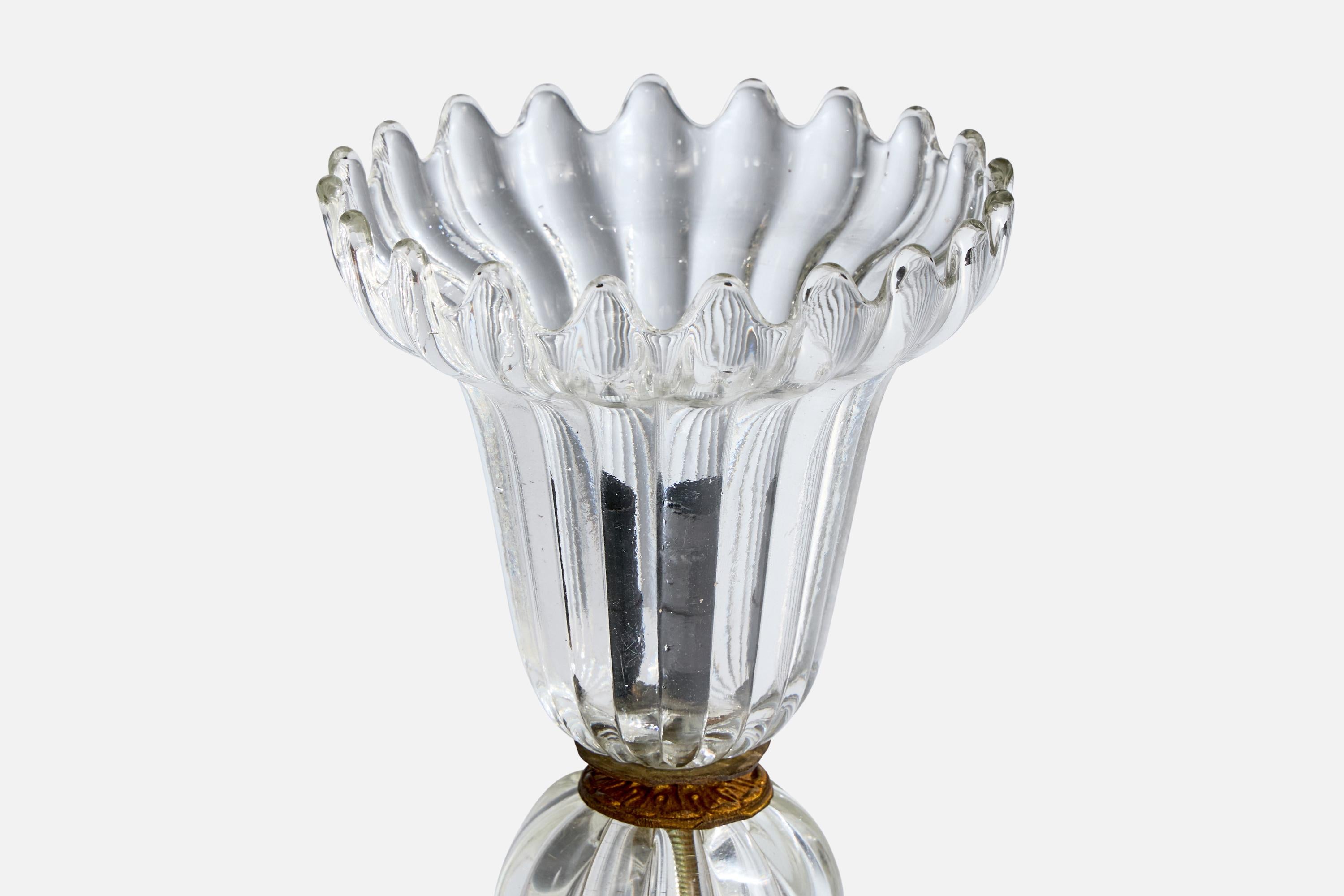 Designer italien, lampe de bureau, verre, laiton, Italie, années 1940 Bon état - En vente à High Point, NC