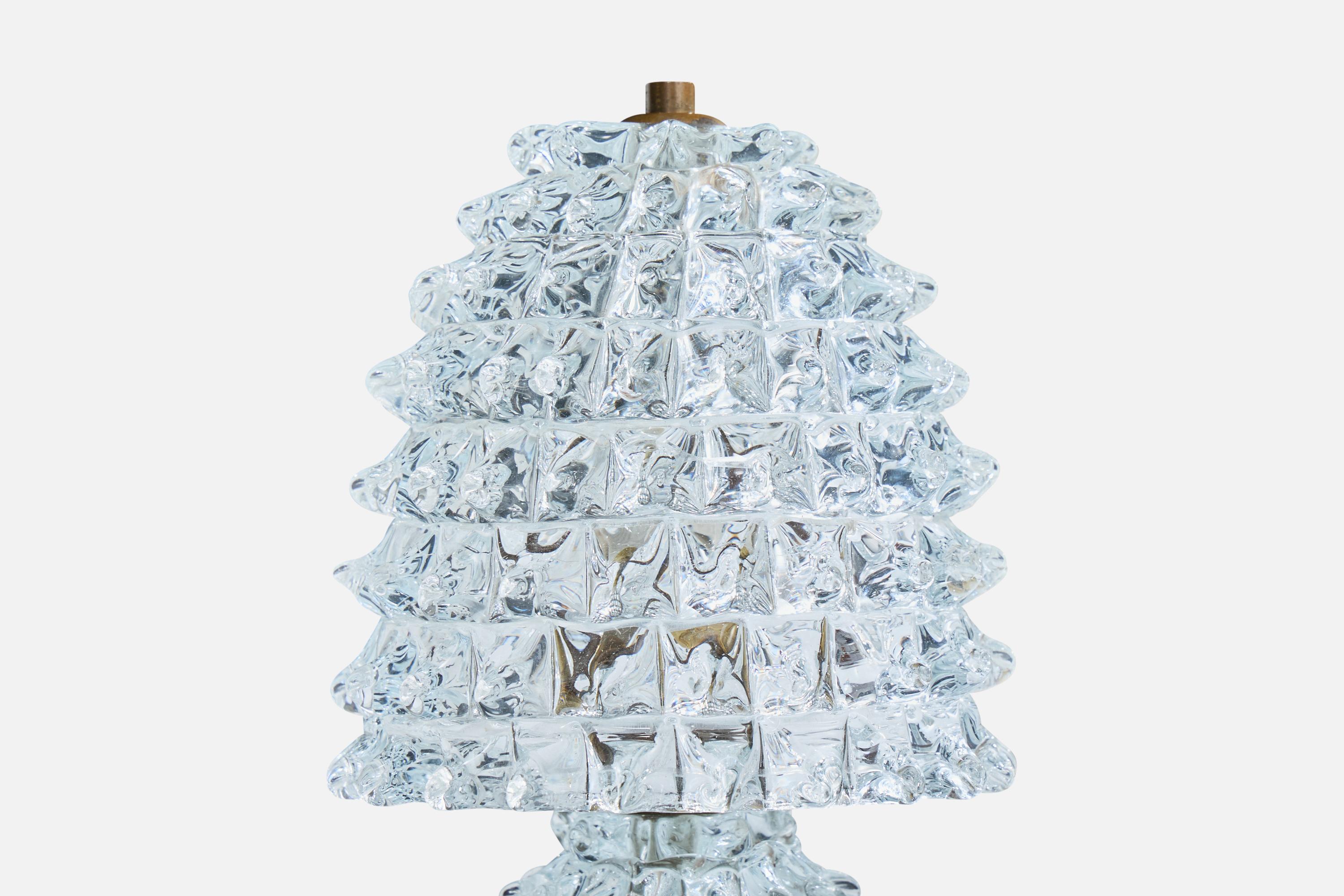 Diseñador italiano, Lámpara de mesa, Cristal, Latón, Italia, Años 40 Italiano en venta