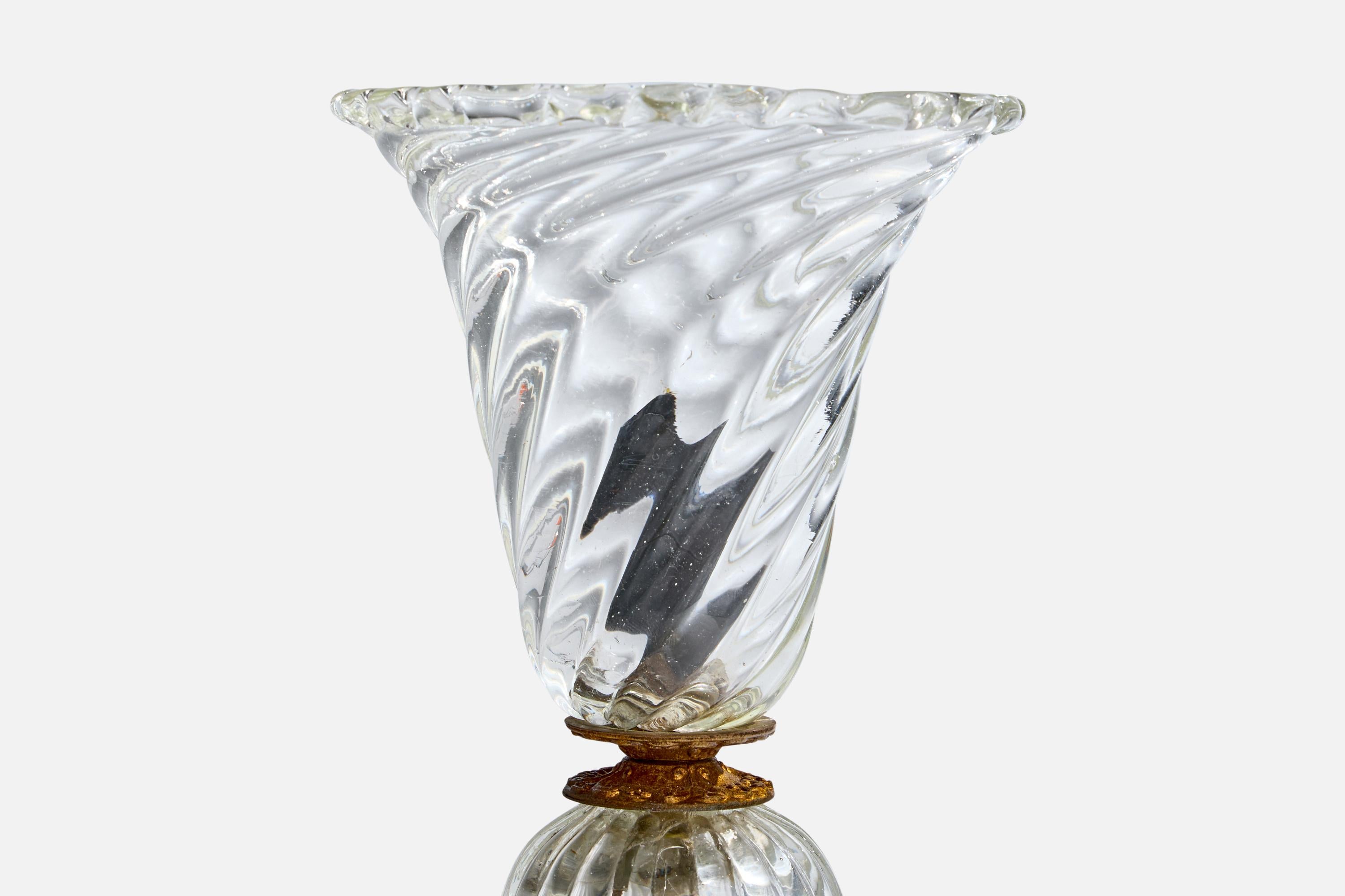 Diseñador italiano, Lámpara de mesa, Cristal, Latón, Italia, Años 40 en Bueno estado para la venta en High Point, NC
