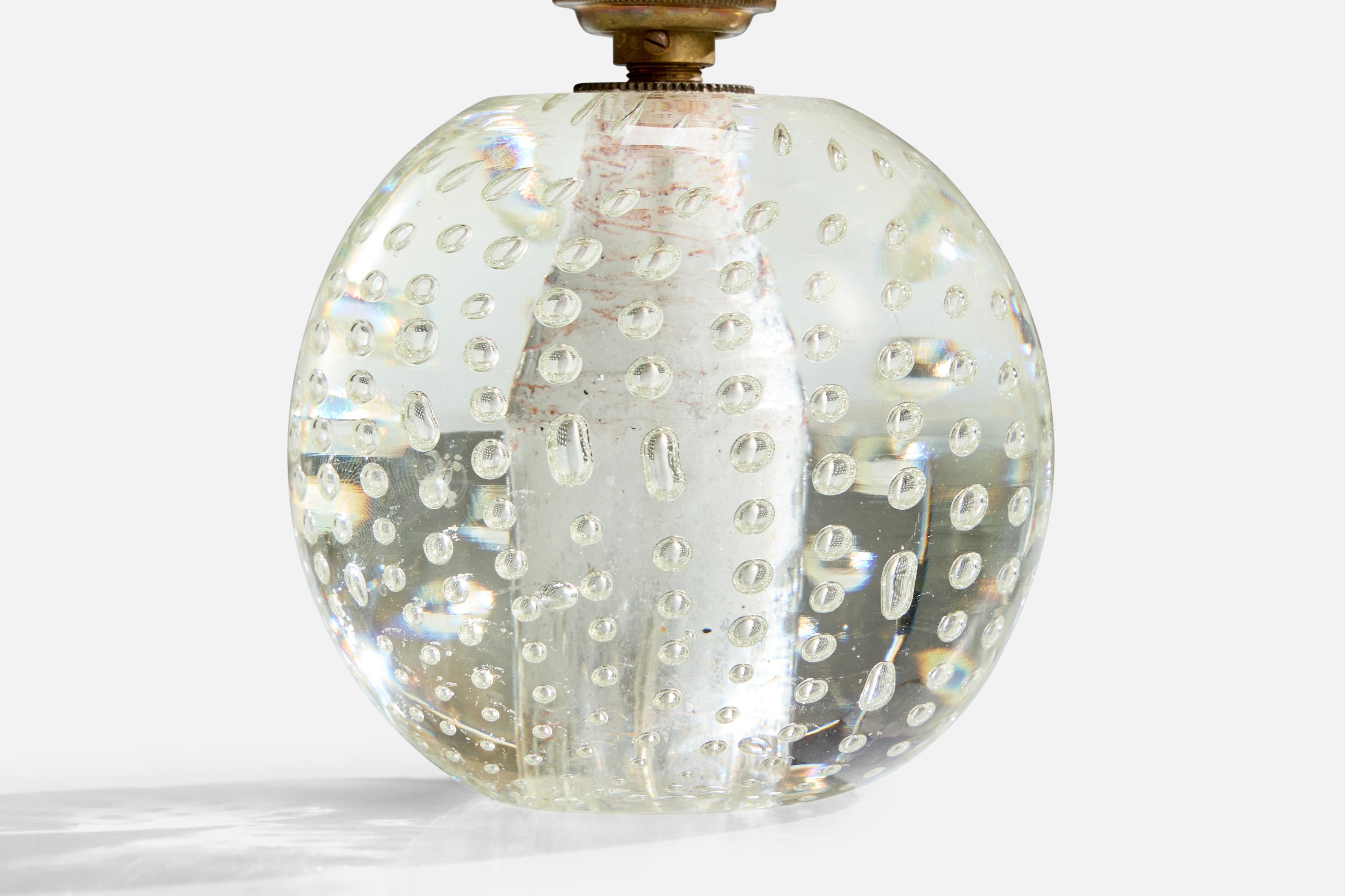 Designer italien, lampe de bureau, verre, laiton, Italie, années 1940 en vente 1