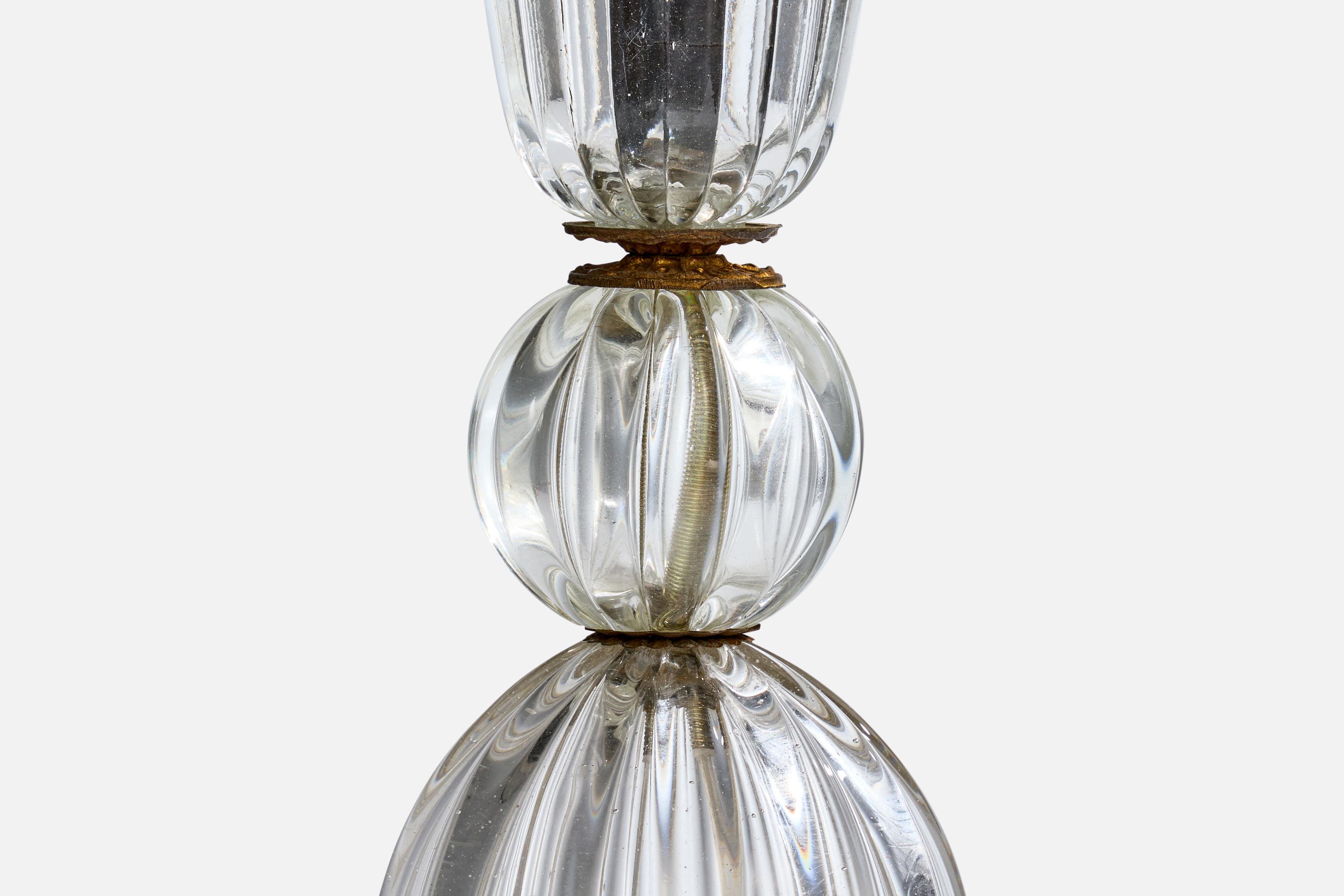 Laiton Designer italien, lampe de bureau, verre, laiton, Italie, années 1940 en vente