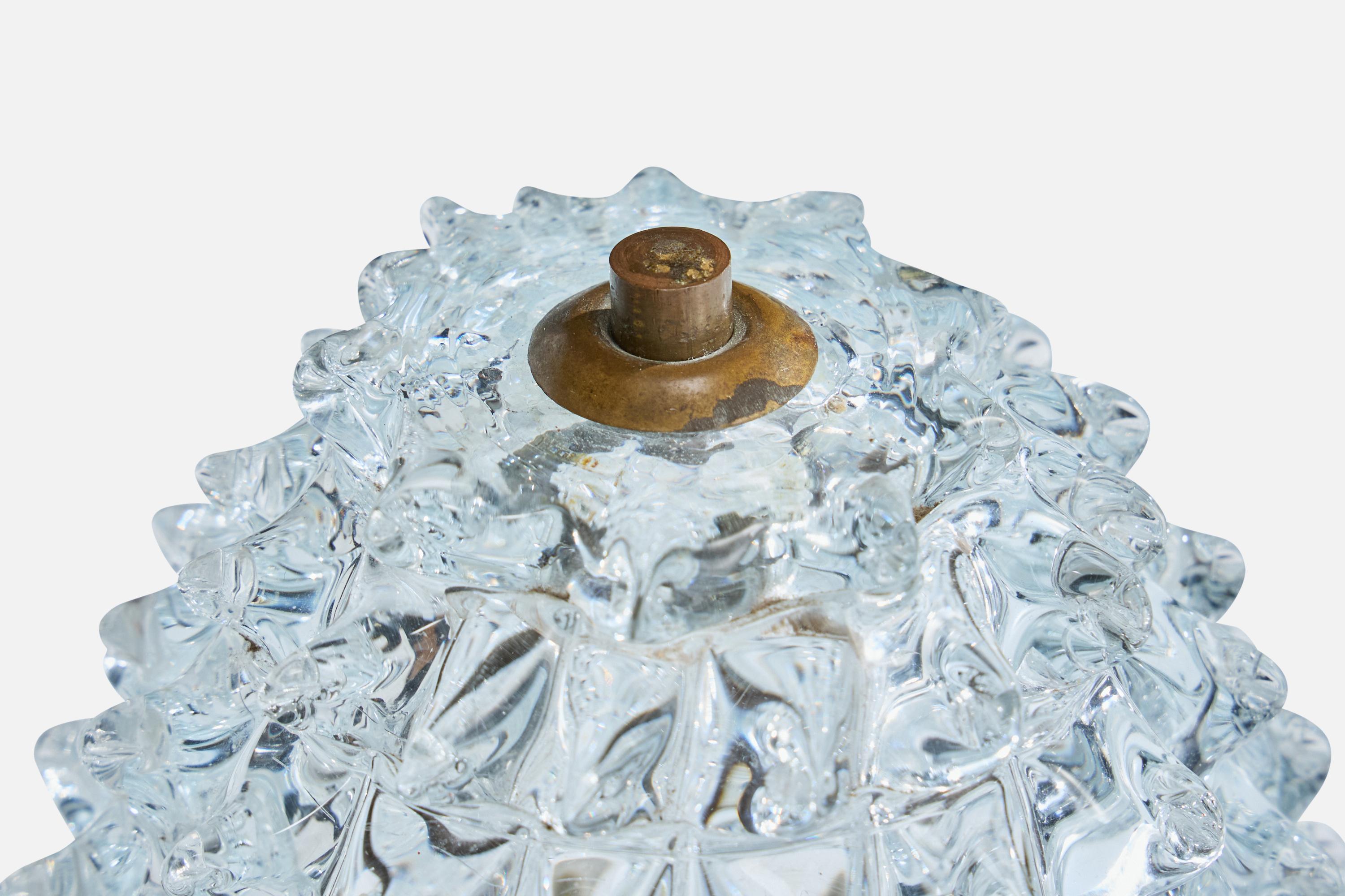 Diseñador italiano, Lámpara de mesa, Cristal, Latón, Italia, Años 40 mediados del siglo XX en venta