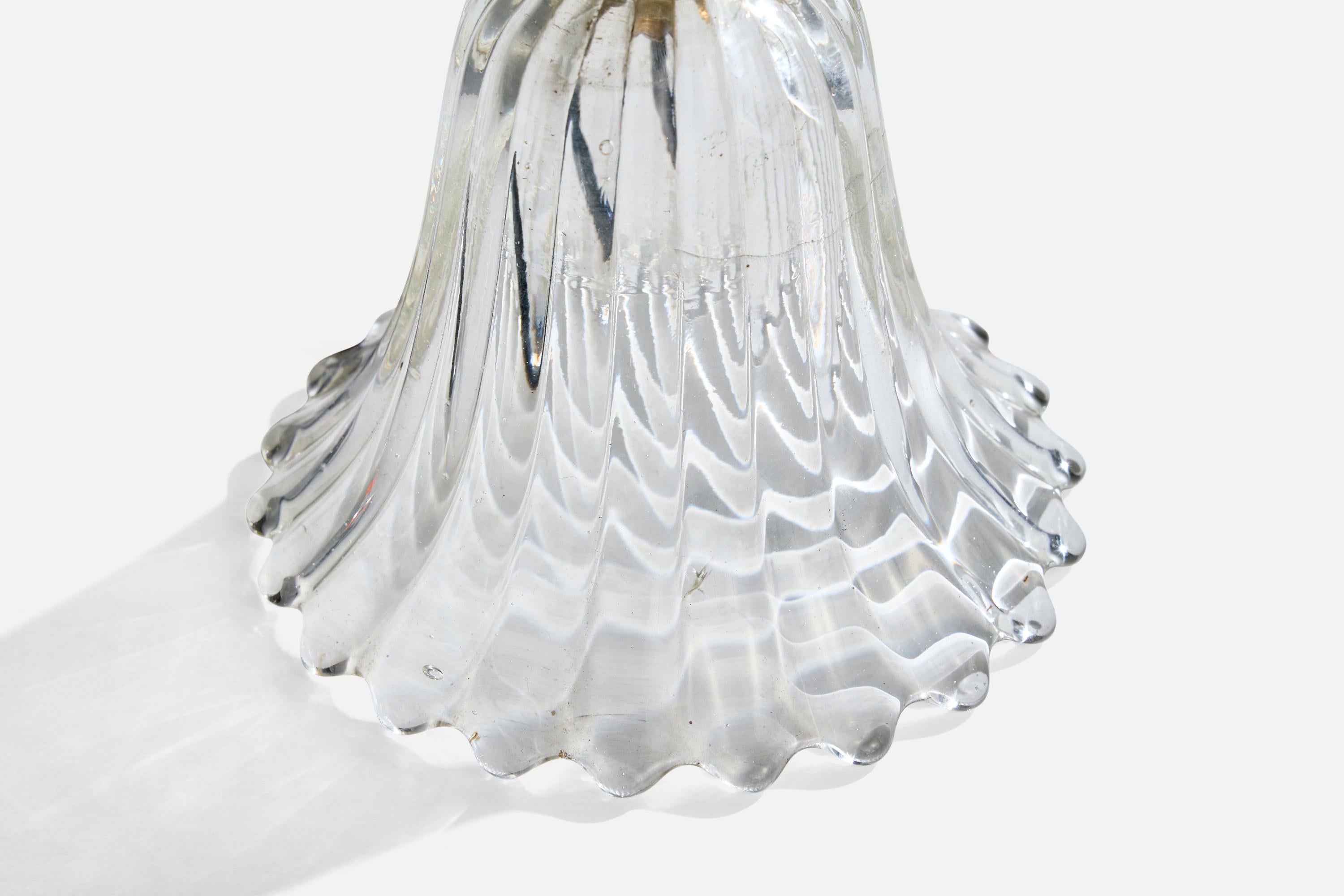 Diseñador italiano, Lámpara de mesa, Cristal, Latón, Italia, Años 40 en venta 1
