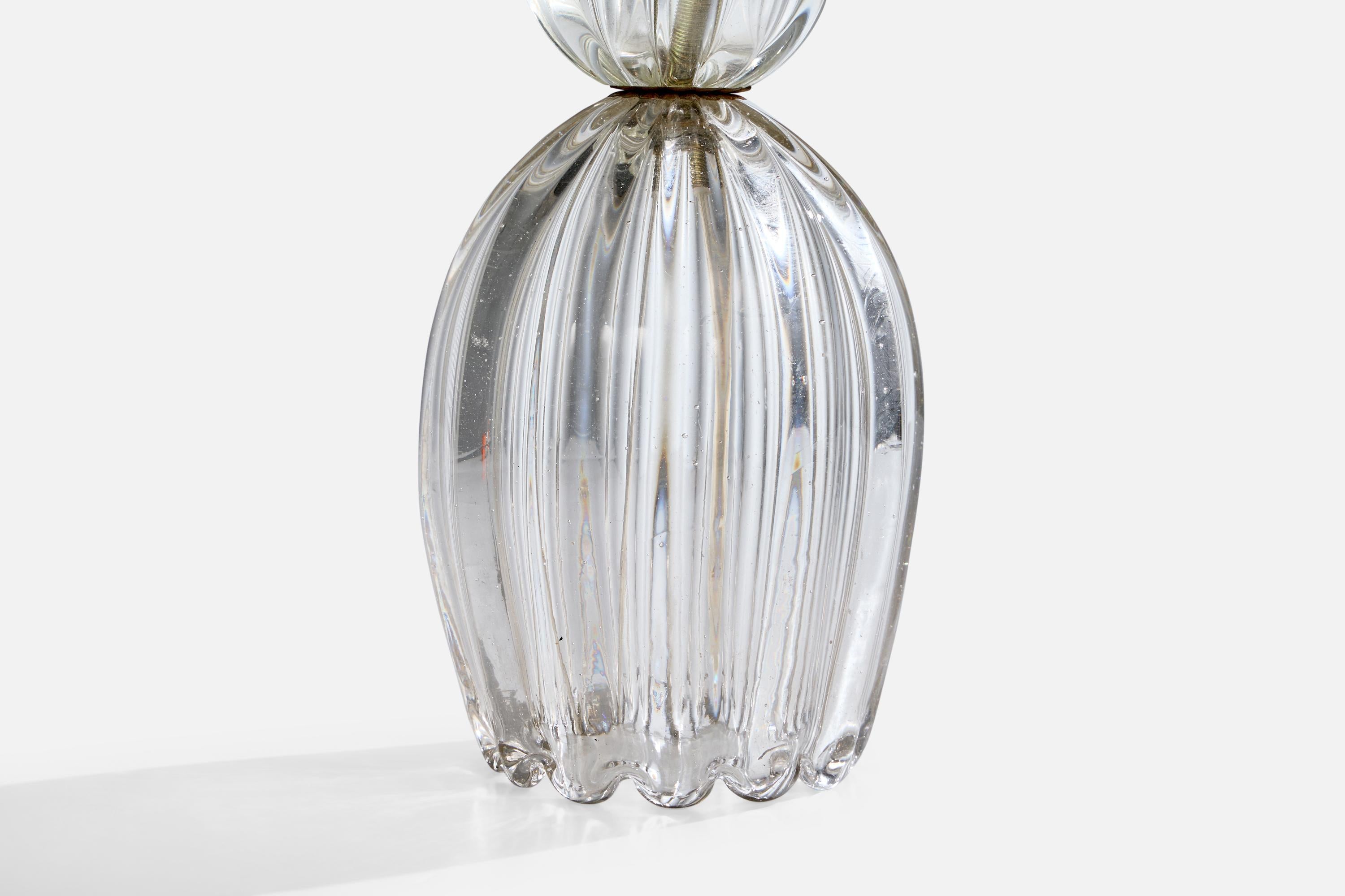 Designer italien, lampe de bureau, verre, laiton, Italie, années 1940 en vente 1