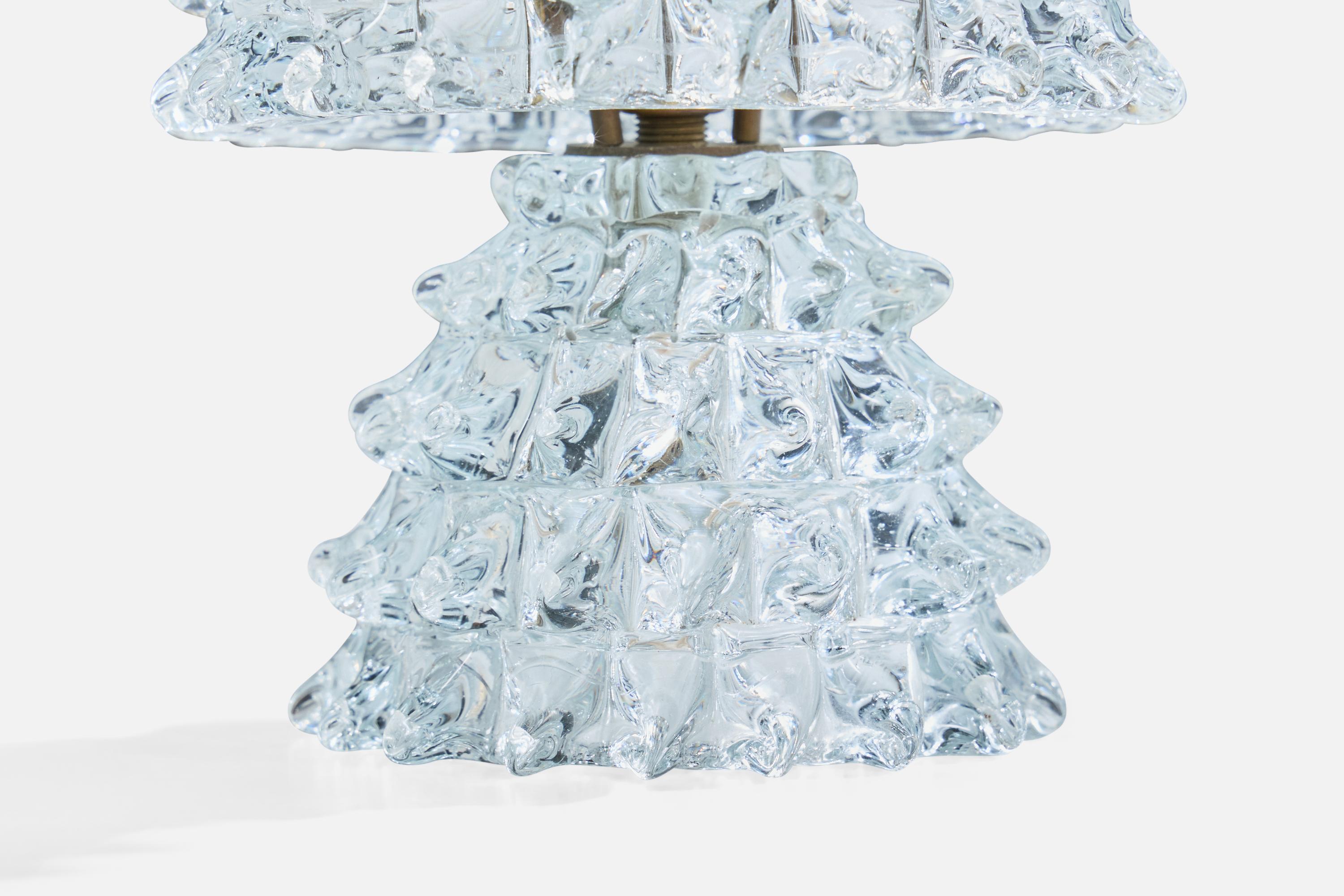 Diseñador italiano, Lámpara de mesa, Cristal, Latón, Italia, Años 40 en venta 2