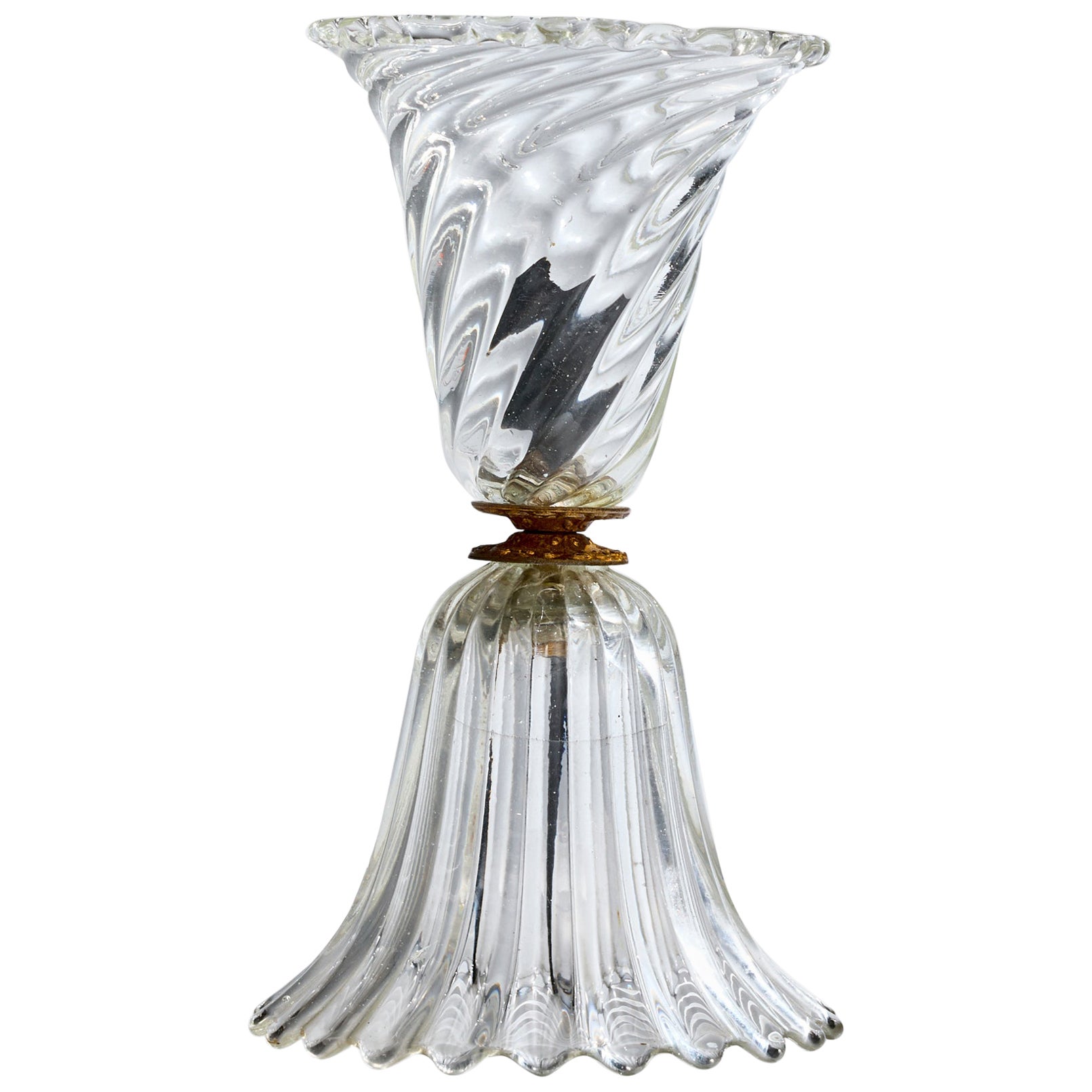 Diseñador italiano, Lámpara de mesa, Cristal, Latón, Italia, Años 40
