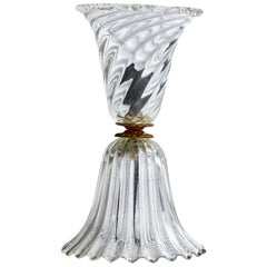 Italian Designer, Table Lamp, Glass, Brass, Italy, 1940s