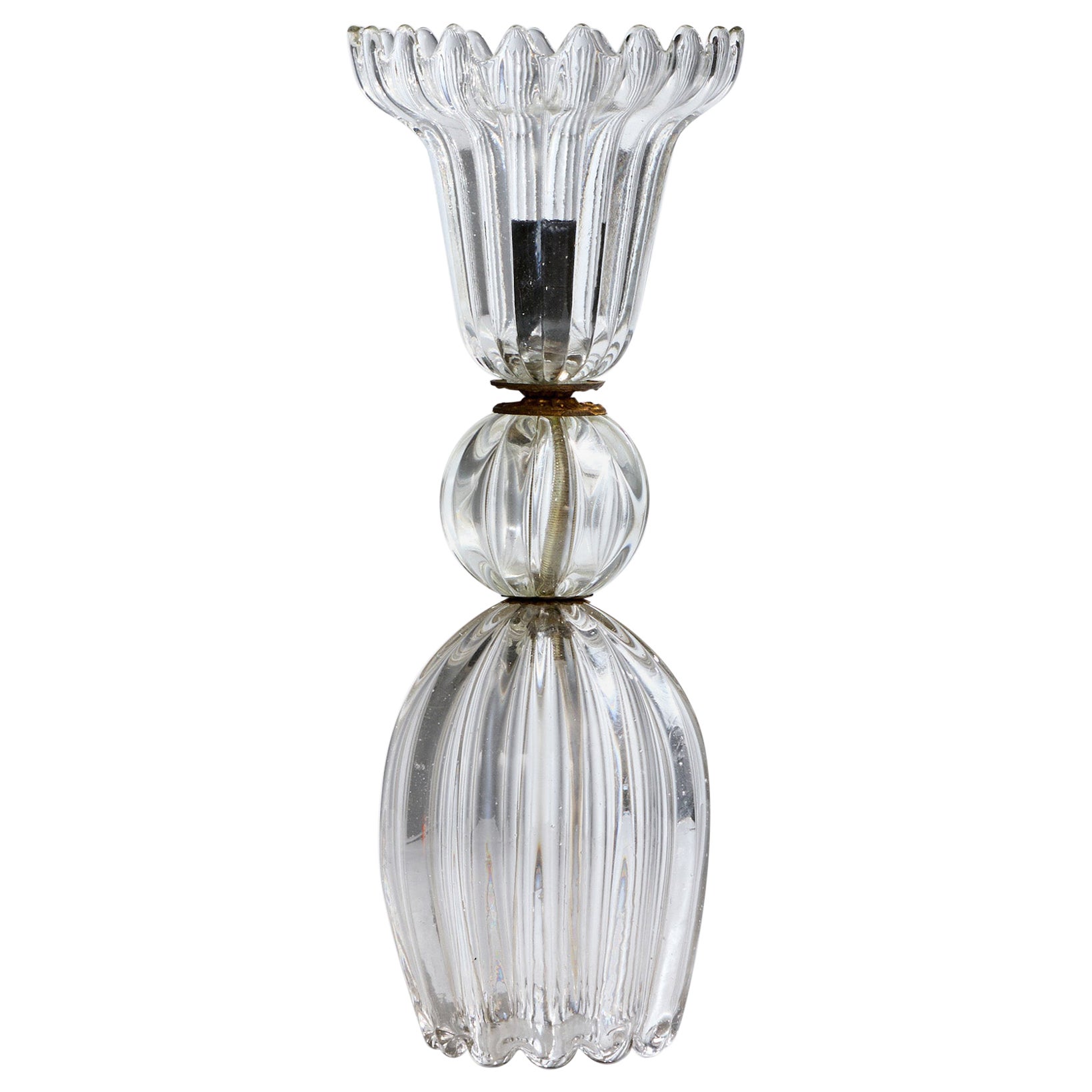 Diseñador italiano, Lámpara de mesa, Cristal, Latón, Italia, Años 40