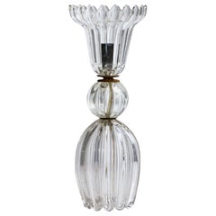 Italian Designer, Table Lamp, Glass, Brass, Italy, 1940s