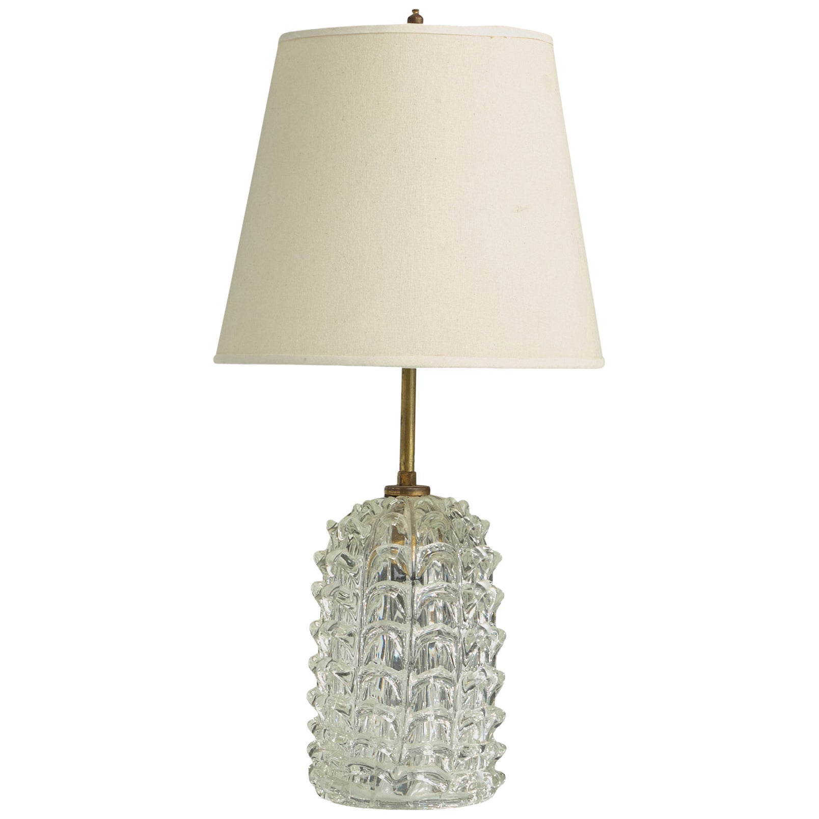 Italian Designer, Table Lamp, Glass, Brass, Italy, 1940s