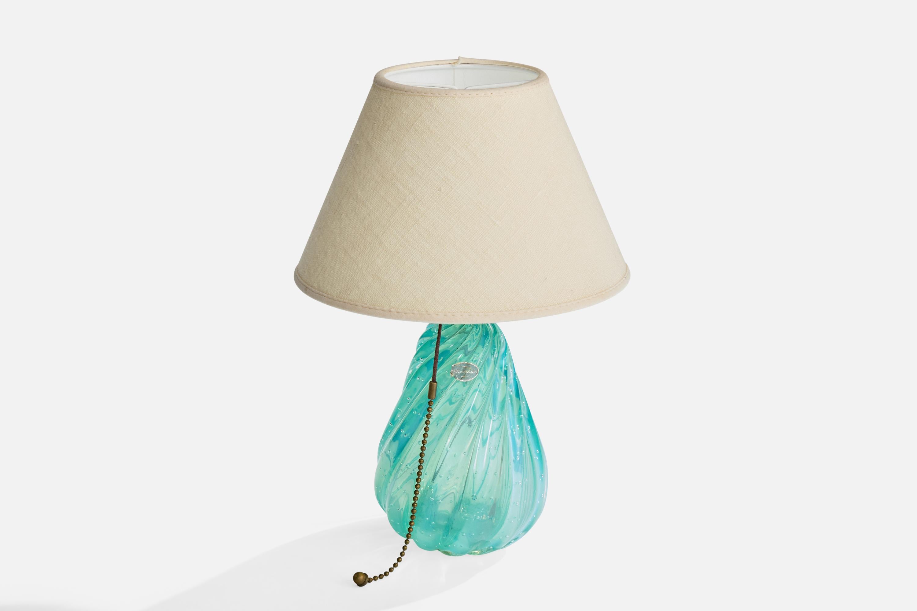 Mid-Century Modern Designer italien, lampe de table, verre, laiton, Italie, années 1950 en vente