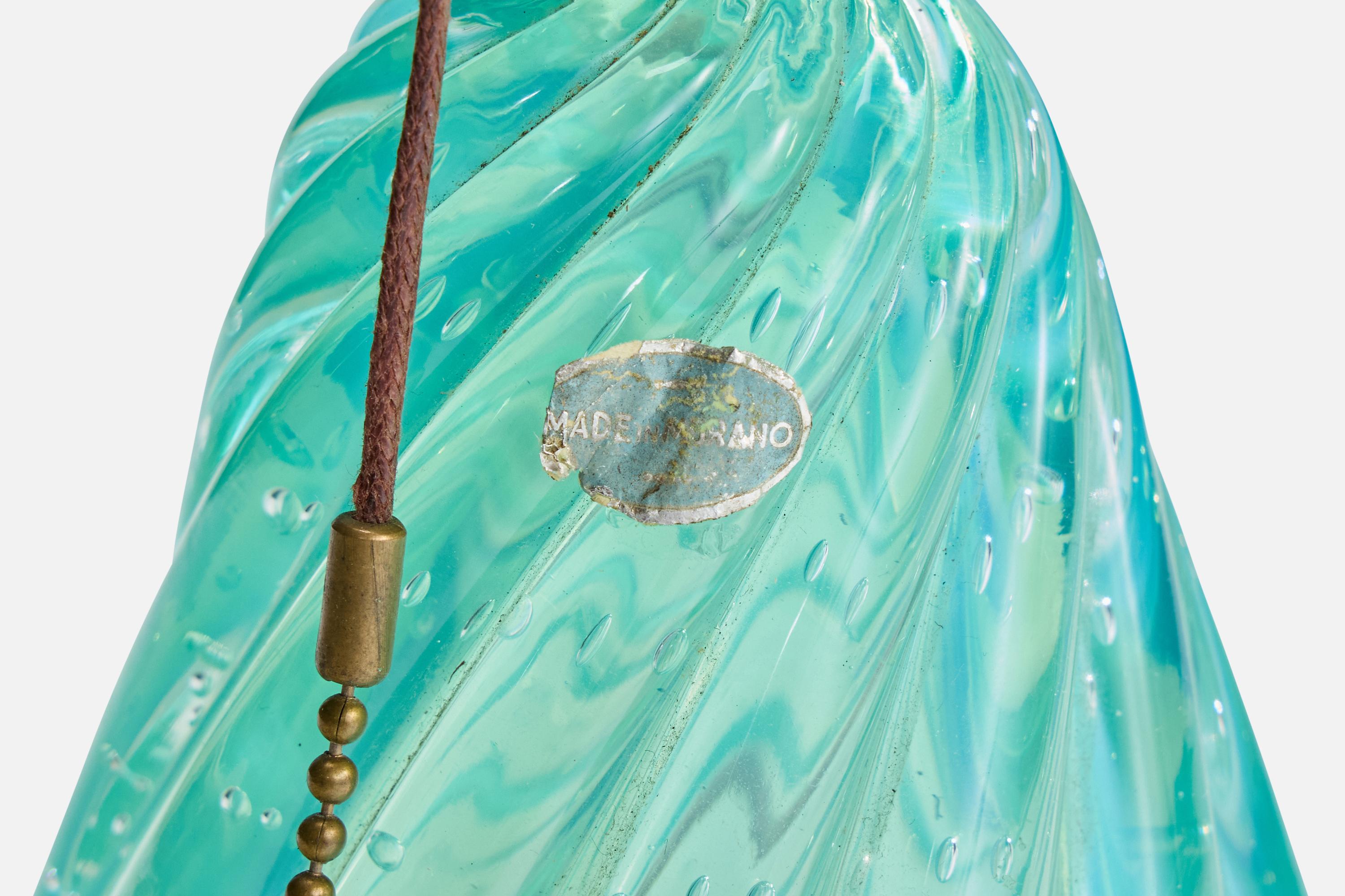 Designer italien, lampe de table, verre, laiton, Italie, années 1950 en vente 1