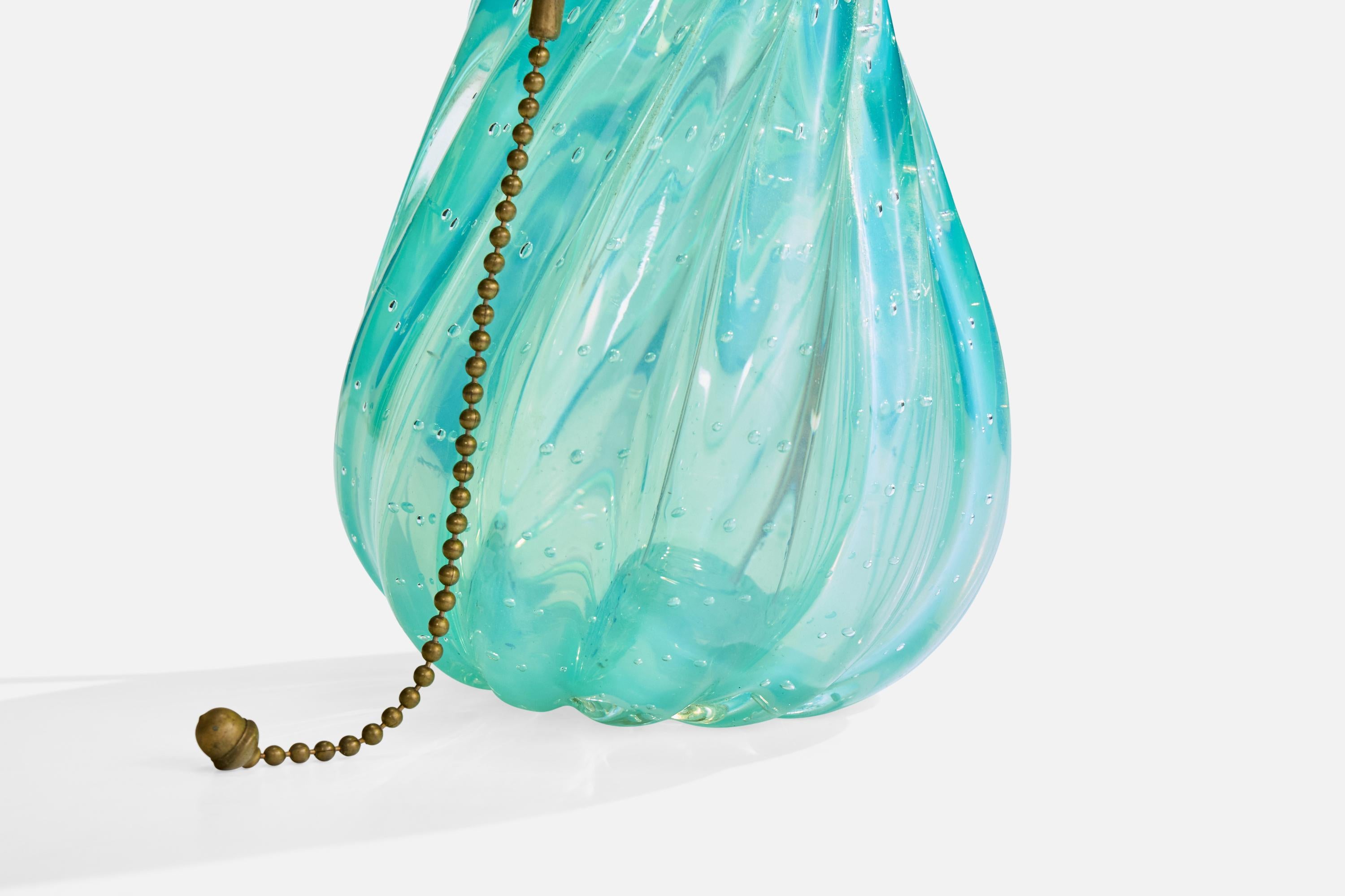 Designer italien, lampe de table, verre, laiton, Italie, années 1950 en vente 2