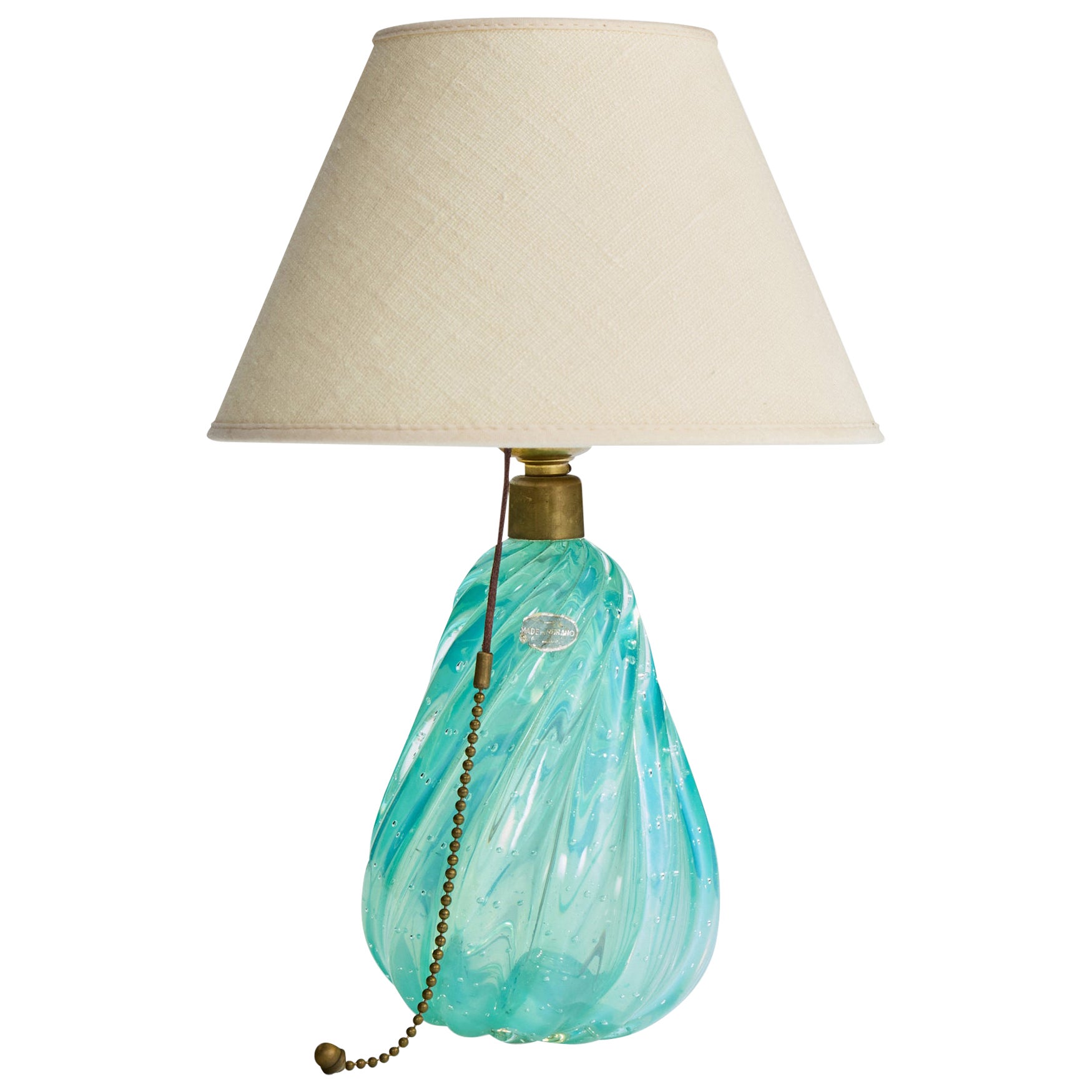 Designer italien, lampe de table, verre, laiton, Italie, années 1950