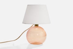 Designer italien, lampe de bureau, verre, laiton, Italie, années 1970