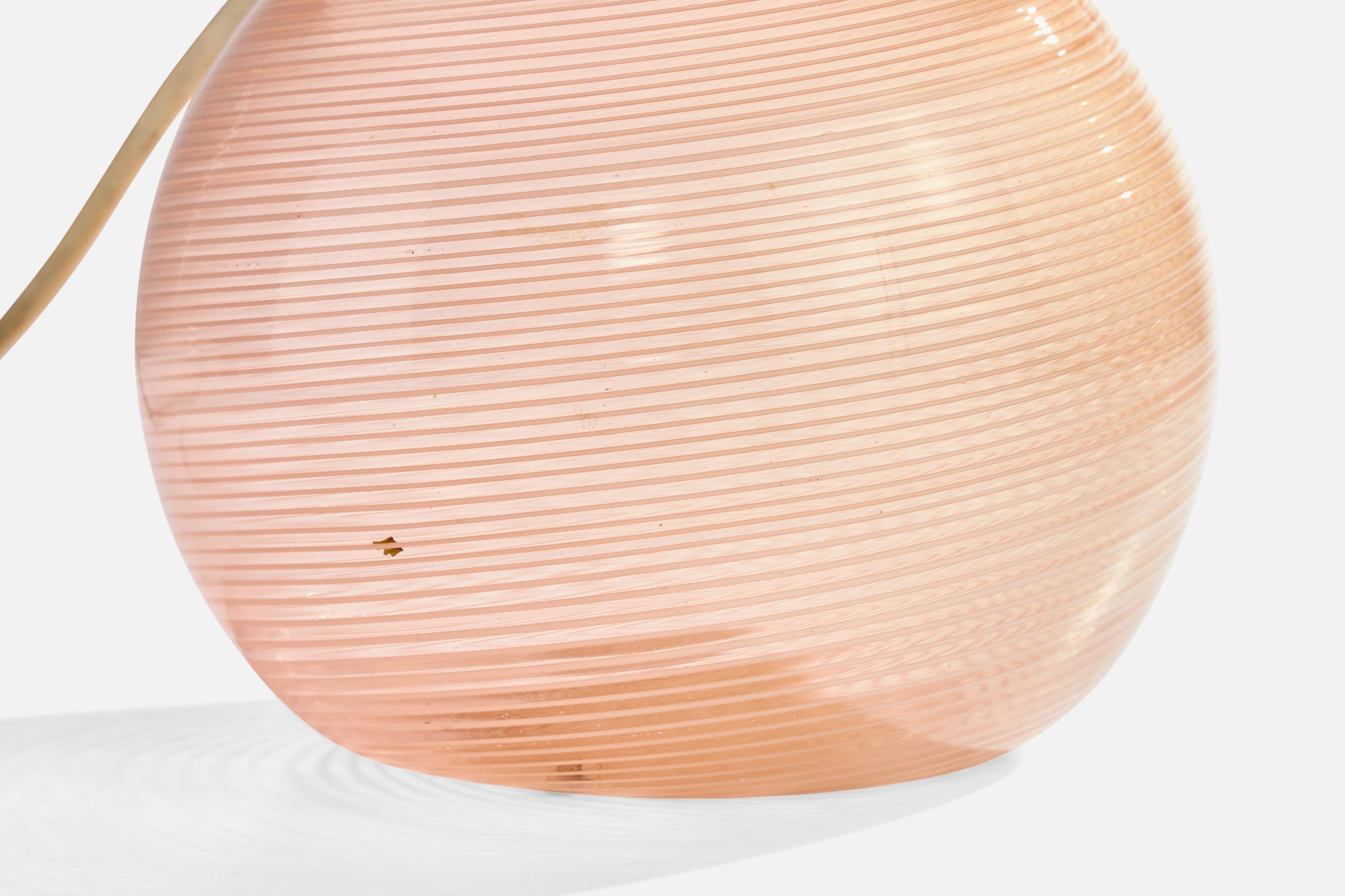 Italian Designer, Table Lamp, Glass, Brass, Italy, 1970s For Sale 2