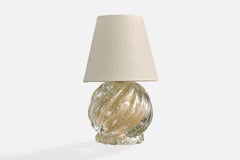Lampada da tavolo di design italiano, vetro, tessuto, Italia, anni '50