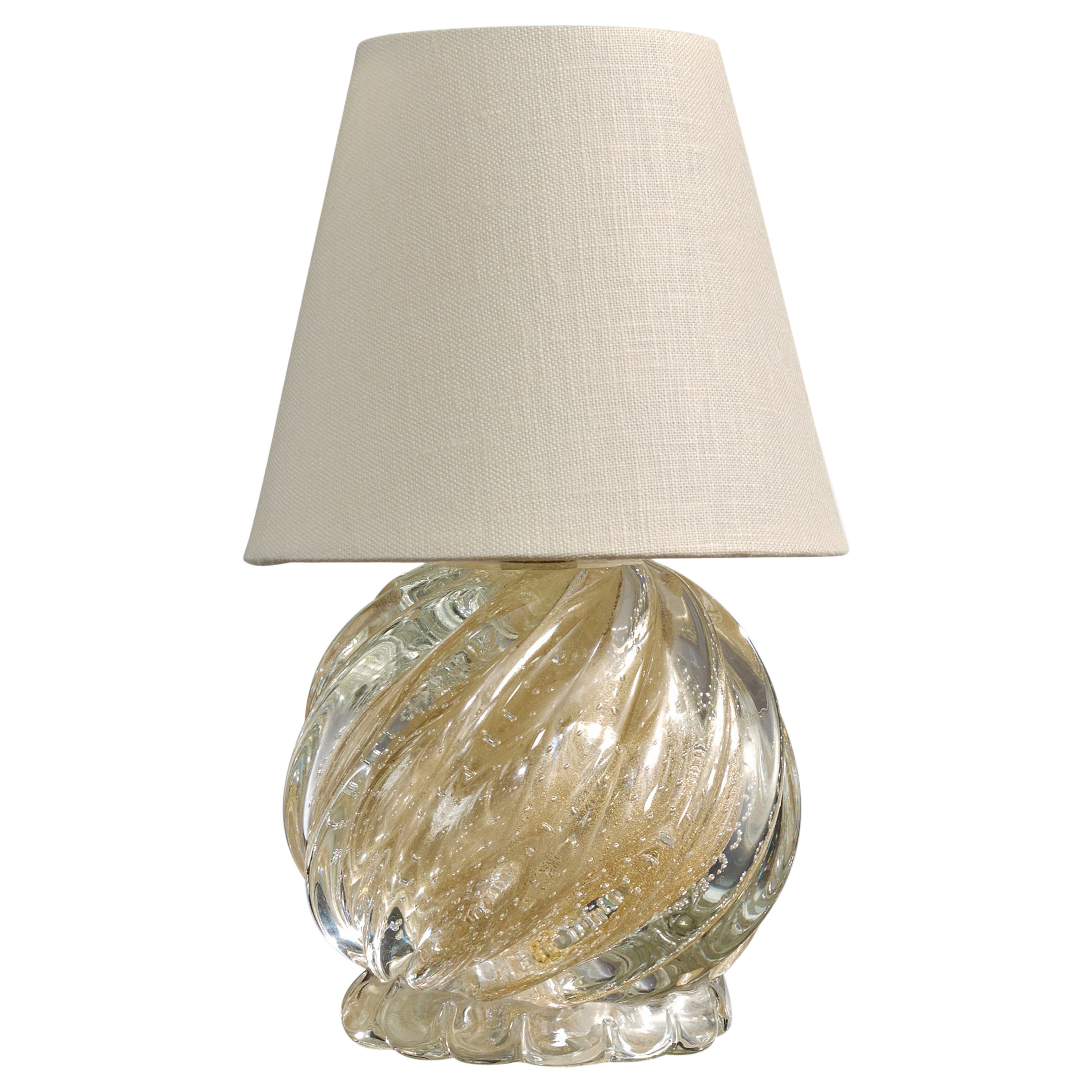 Italian Designer, Table Lamp, Glass, Fabric, Italy, 1950s For Sale