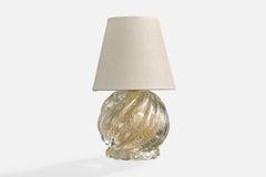 Designer italien, lampe de table, verre, tissu, Italie, années 1950
