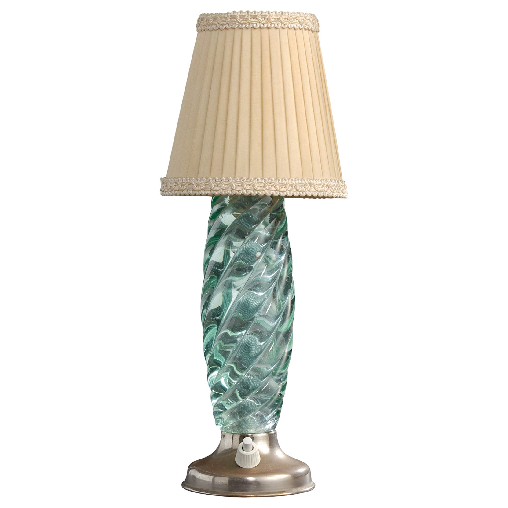 Italian Designer, Table Lamp, Glass, Fabric, Metal, Italy, 1960s