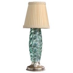 Designer italien, lampe de table, verre, tissu, métal, Italie, années 1960