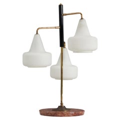 Italian Designer, Table Lamp, Glass, Metal, Brass, Marble, Italy, 1950s