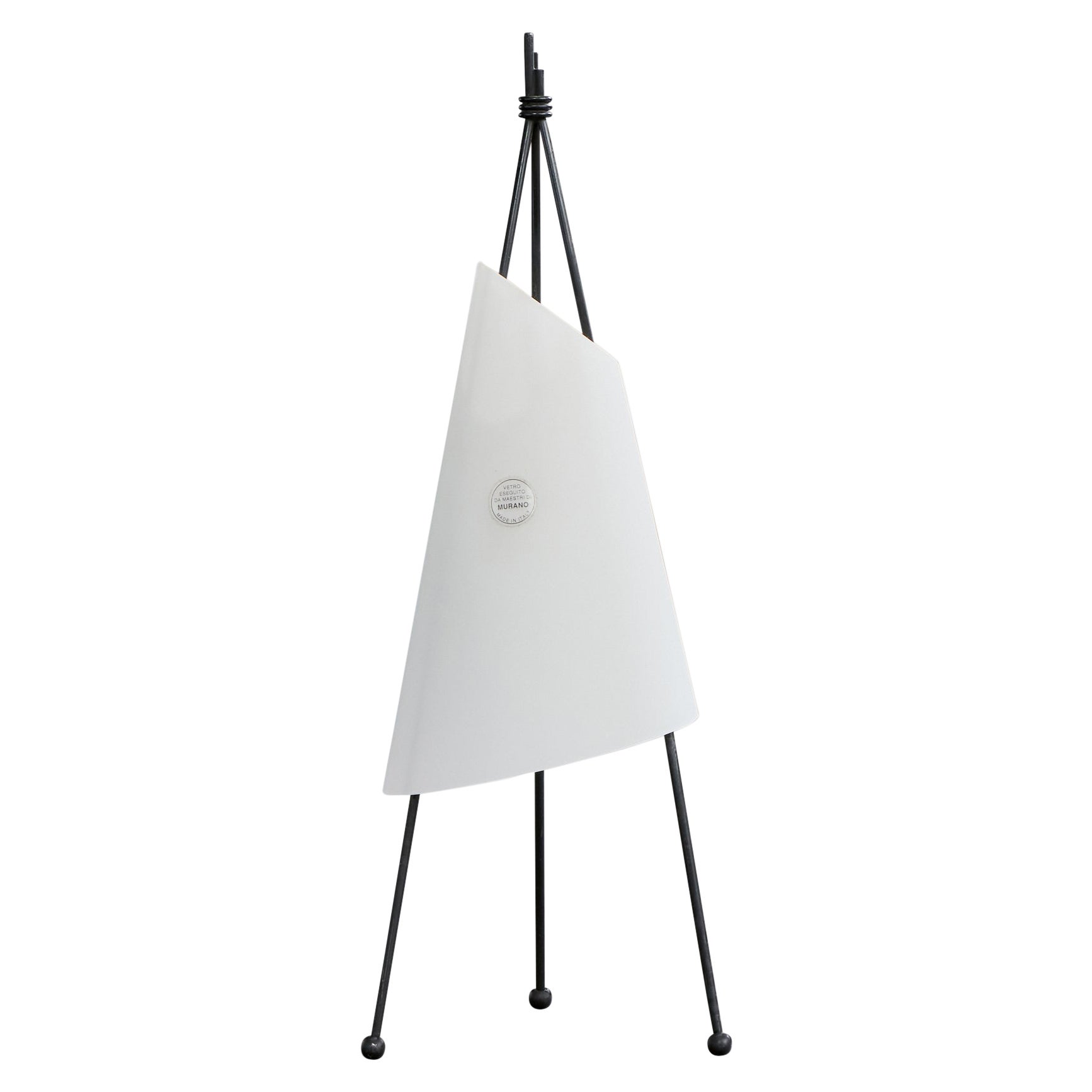 Italian Designer, Table Lamp, Glass, Metal, Italy, 1970s