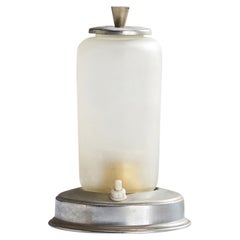 Italian Designer, Table Lamp, Glass, Nickel, Italy, 1930s