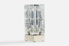 Italian Designer, Table Lamp, Glass, Wood, Metal, Italy, 1970s