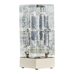 Italian Designer, Table Lamp, Glass, Wood, Metal, Italy, 1970s