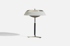 Italian Designer, Table Lamp, Metal, Acrylic, Black-Lacquer Wood, Italy, 1950s