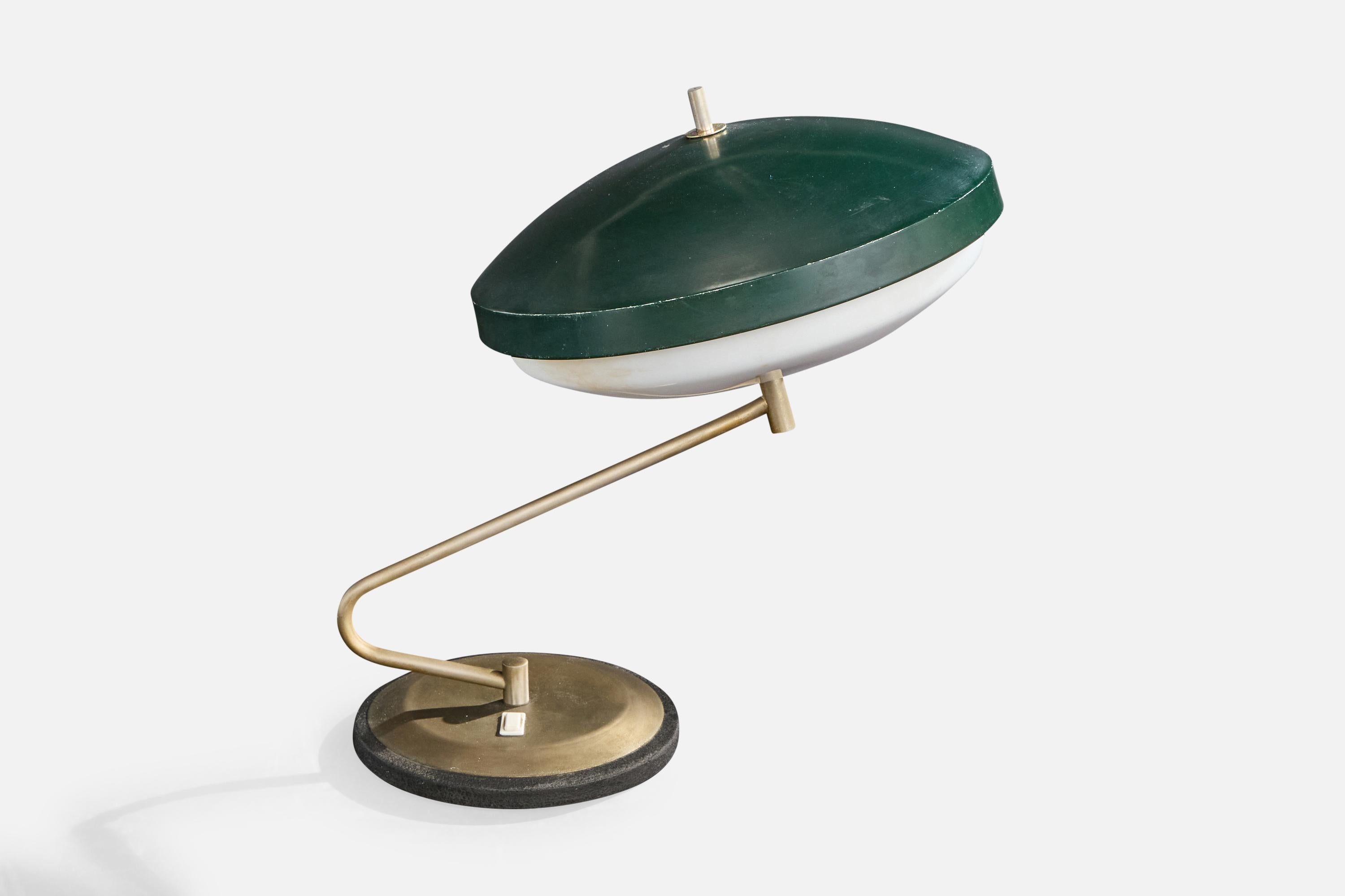 Diseñador italiano, Lámpara de mesa, Metal, Acrílico, Italia, Años 1950 Moderno de mediados de siglo en venta